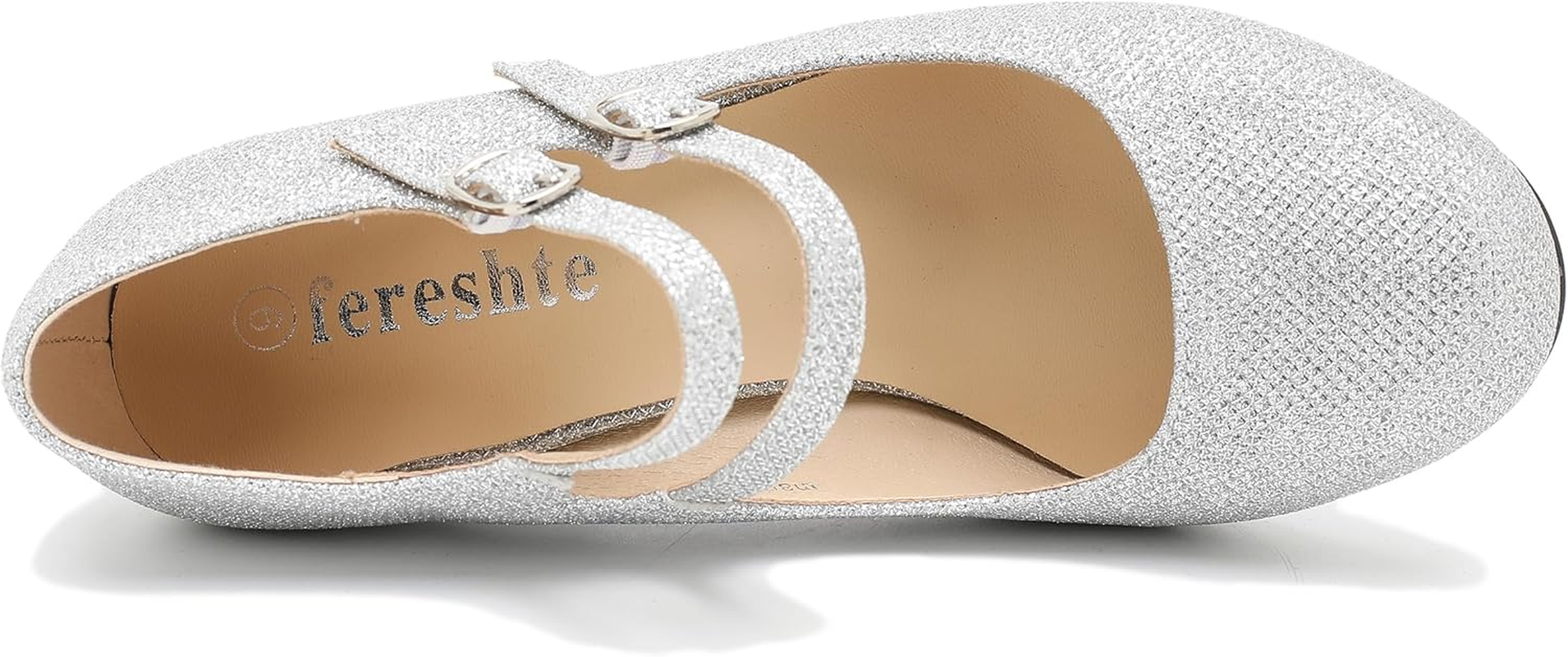 Women'S Mary Jane Dress Shoes Double Strap Closed round Toe Block High Heel Pumps