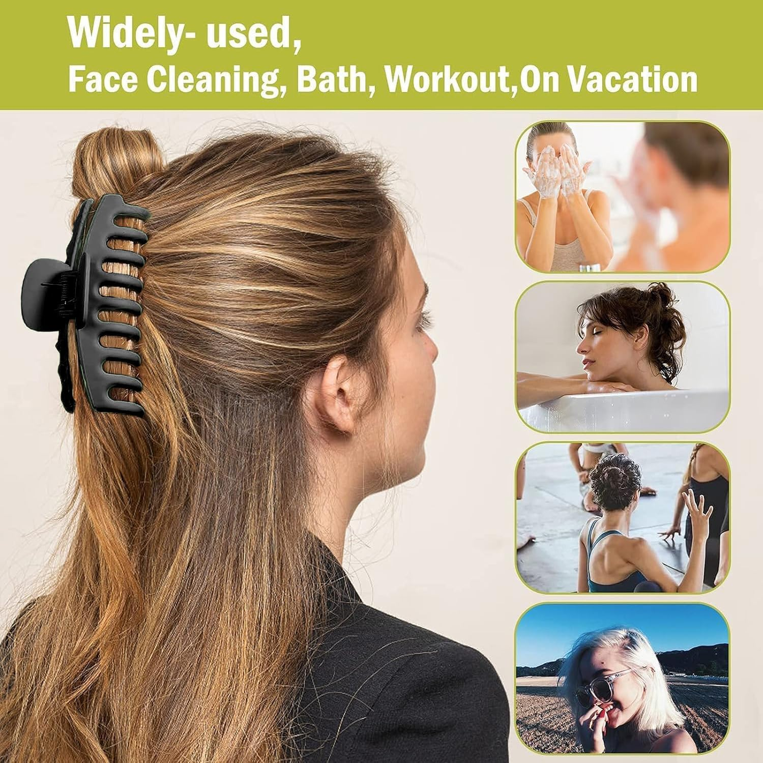 3-Pack Women'S Hair Clips, Claw Clips, Stylish Hair Clips, Strong Holding Hair Clips, Non-Slip Grip Clips, Suitable for Women and Girls Thick, Thin Hair (Three Colors) image number 5