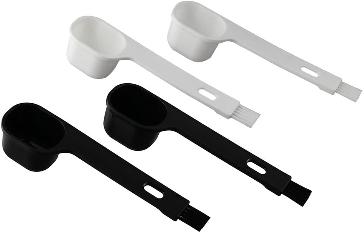 Hobbyme Pack of 4 Plastic Coffee Scoops with Brush & Espresso Grinder Brush for Ground Coffee Cleaning Tea Power Coffee Grinder Spoon image number 1
