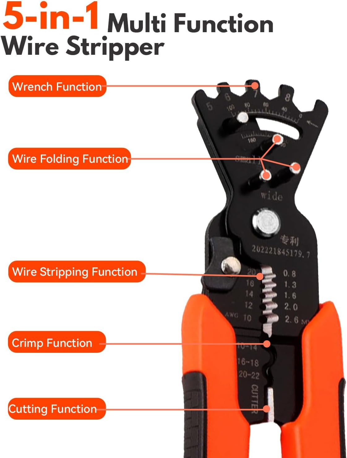 Self-Adjusting Wire Strippers, 5 in 1 Multi-Function Wire Strippers, 7.9-Inch Multi-Purpose Pliers for Electricians, Home Improvement, Auto Repair, Professional Mechanical Work image number 4