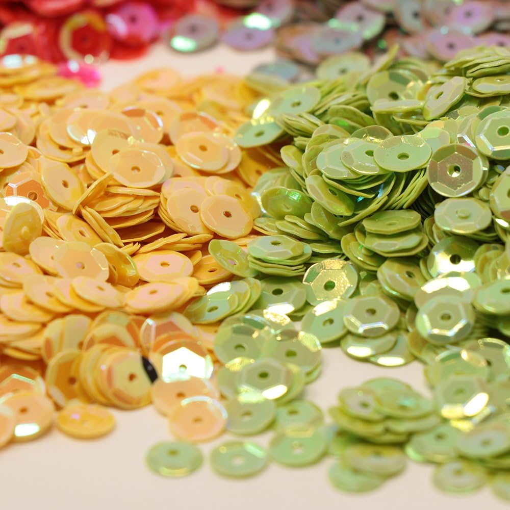 VAPKER 15 Colors 6Mm Loose Sequins Rainbow Cup Sequin Bulk Iridescent Spangles Craft Supplies Assorted Colors for DIY Arts Crafts Making(150Gram) image number 5