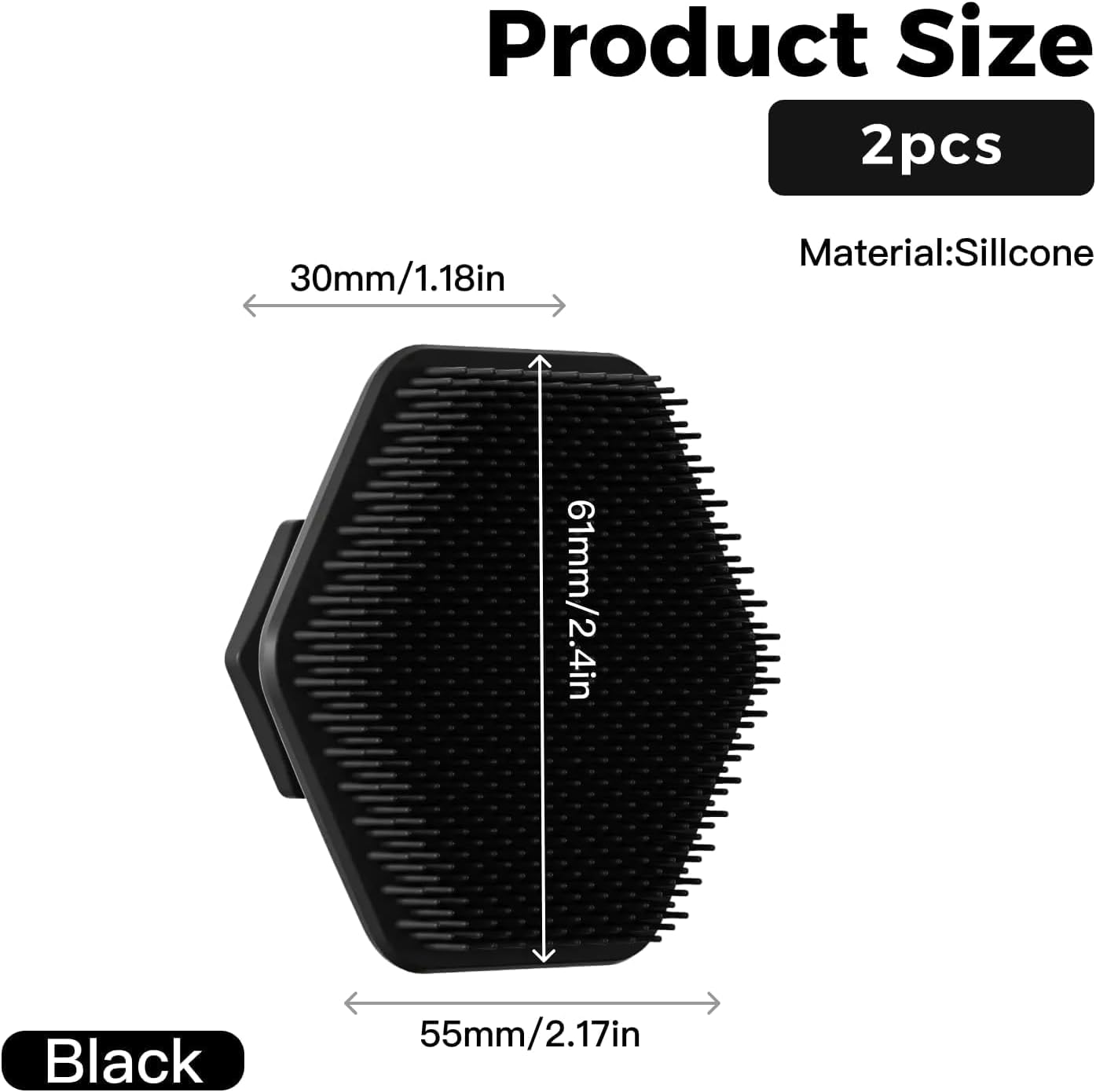2Pcs Men'S Face Scrubber, Silicone Facial Cleansing Brush, Ergonomic Design for Deep Clean, Removes Dead Skin, Ideal for Sensitive Skin, with Hanging Hole,Charcoal image number 3