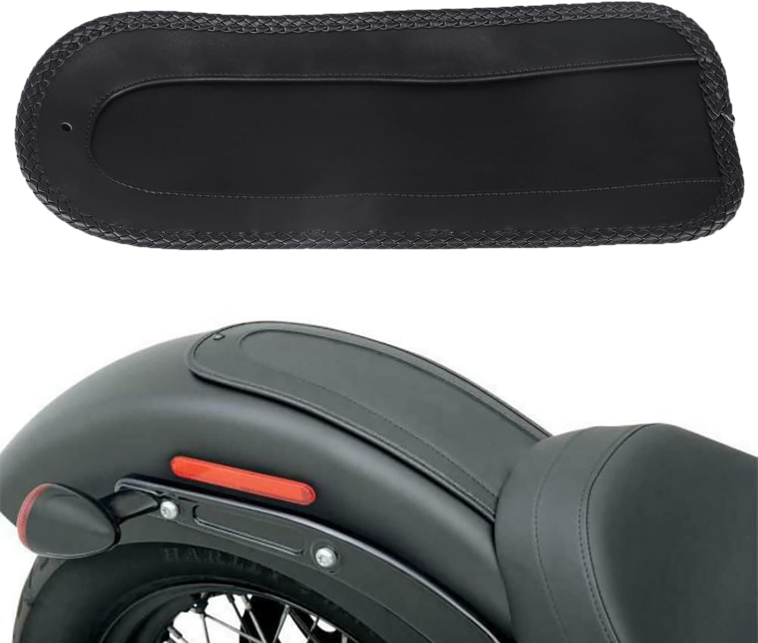 Black Vinyl Leather Motorcycle Smooth Rear Fender Bib for Harley Softail FX/FXR 1984-2006