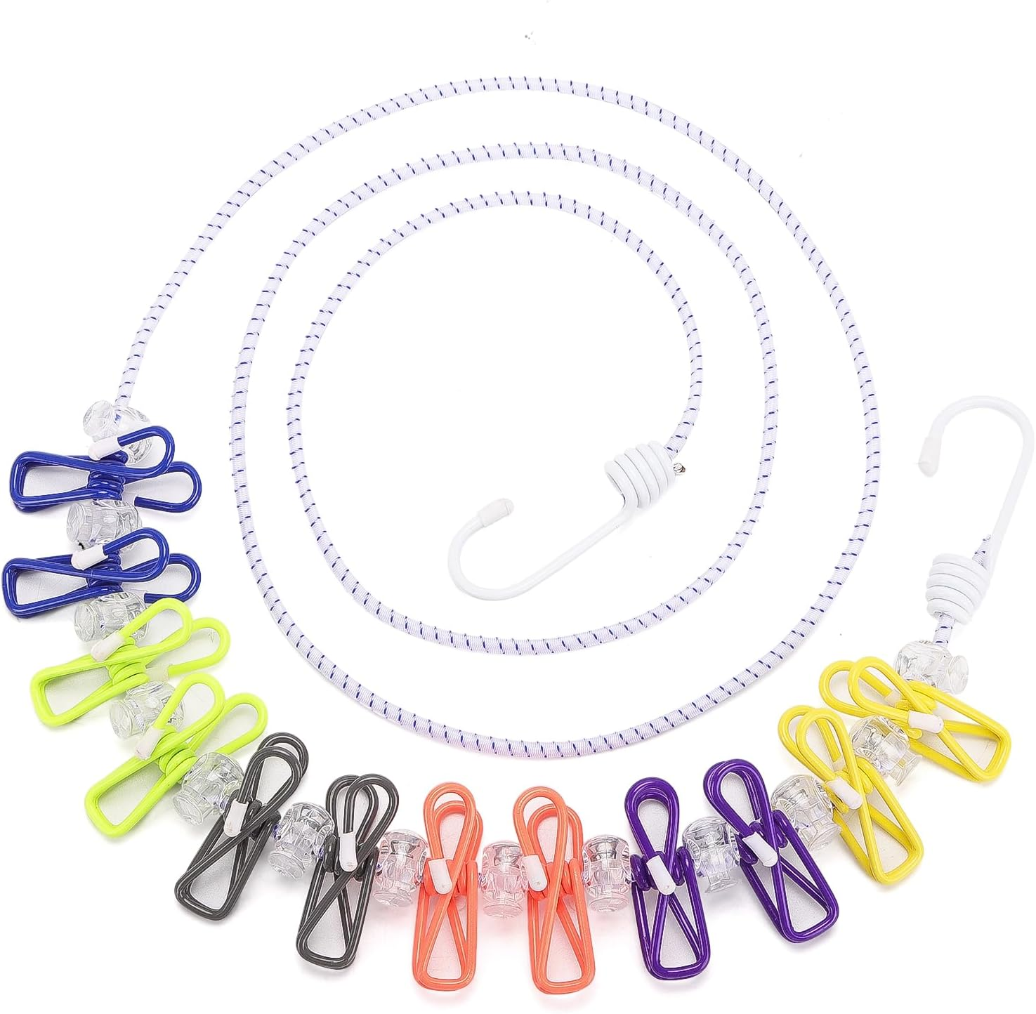 Retractable Travel Clothesline, 180Cm Portable Clothes Line with 12 Clothespins Chip Clips and 13 Cord Lock for Indoor Laundry Drying Line, Outdoor Camping Accessories image number 2