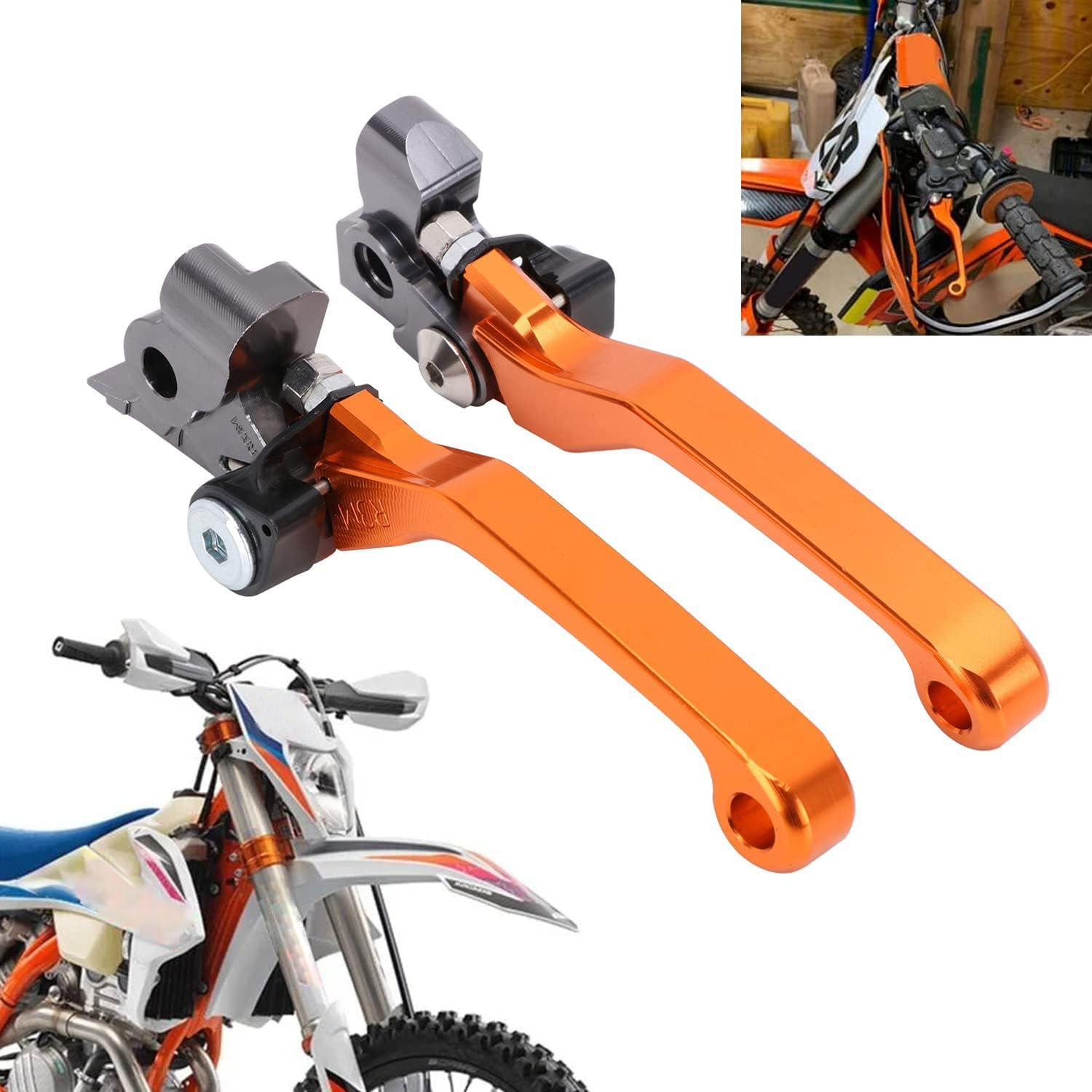 Anxin Motorcycle Brake Clutch Lever Foldable Levers Set CNC for 125 150 250 300 350 450 500 SX XC EXC SXF XCW XCF XCFW EXCF TPI Dirt Bike Orange image number 5