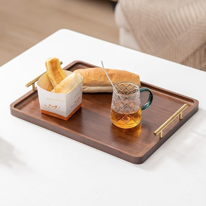 Serving Tray with Gold Handles, Food Tray for Breakfast,Coffee Table,Dinner & Bar, Decorative Tray for Kitchen, Bedroom image number 4