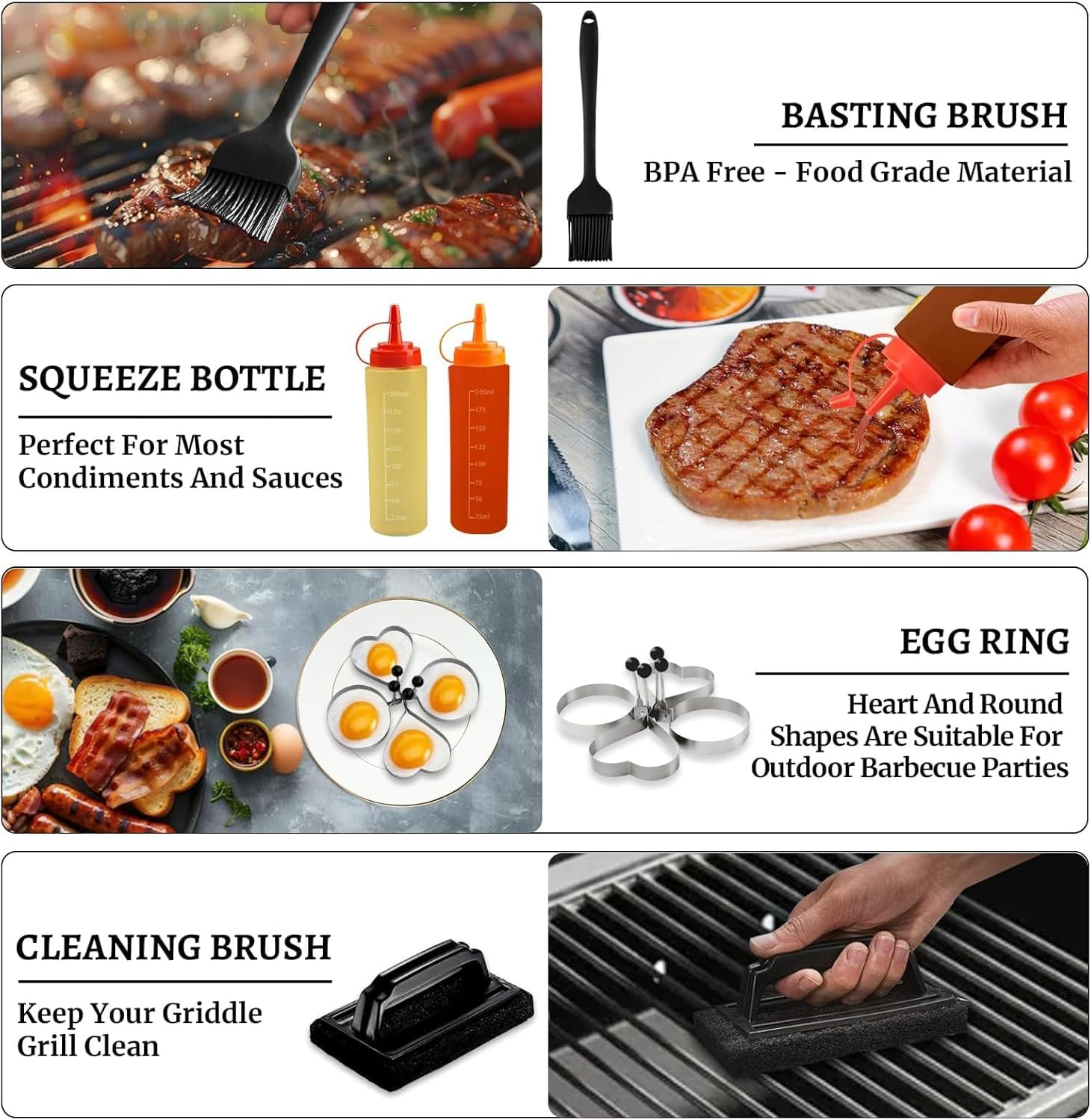 Griddle Accessories Kit, Flat Top Grill Accessories Set, Outdoor BBQ Tool Set, Grilling Utensils Set with Long Handle Metal Spatula, Griddle Scraper, Cleaning Kit, Carry Bag image number 1