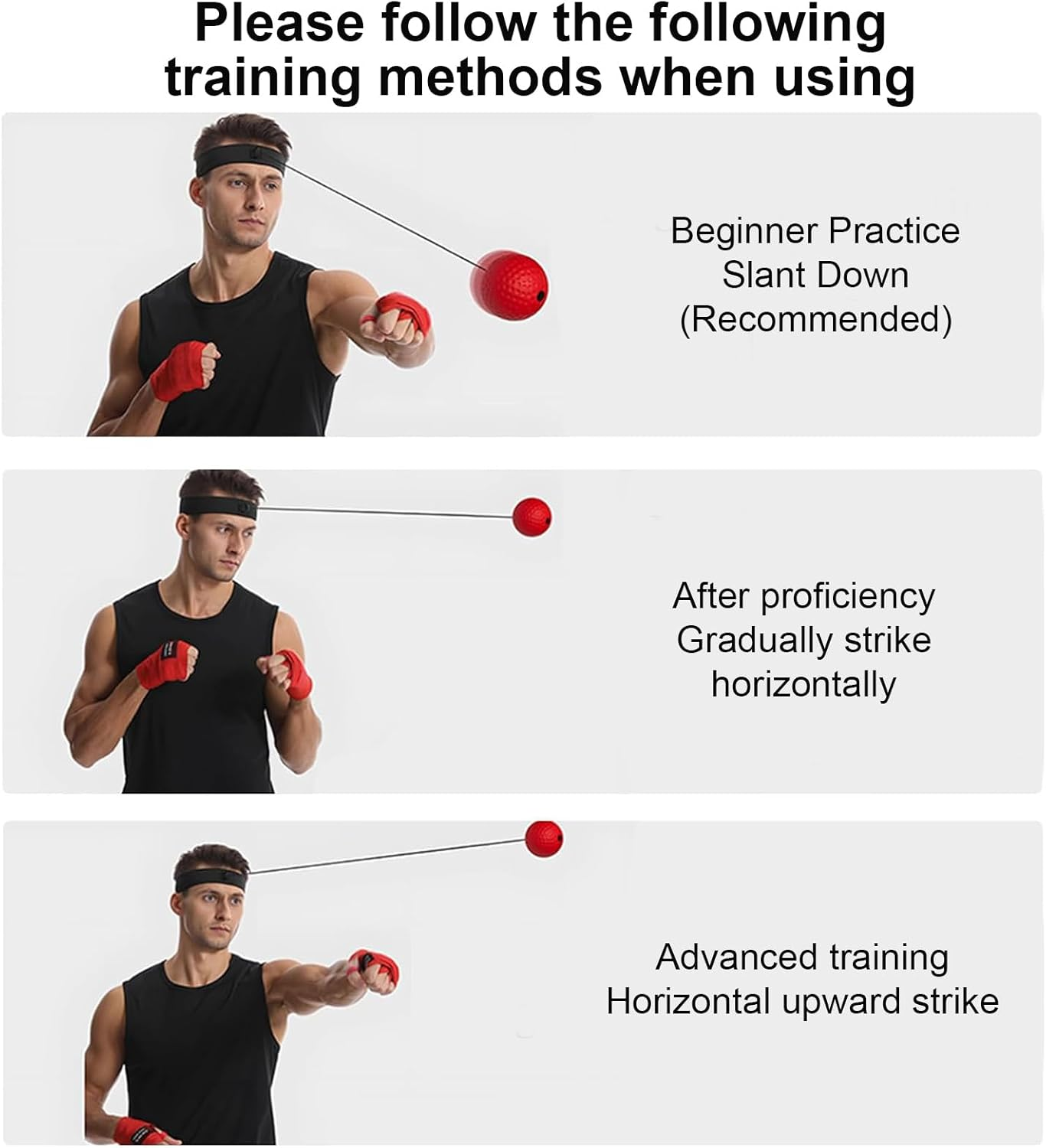 38 Pcs Reflex Ball Headband Set, Boxing Equipment Include 4 Different Ball, Headband, Palm Gloves, Carry Bag, Spare Ropes, Perfect for Agility, Fight Skill and Hand Eye Coordination Training image number 5