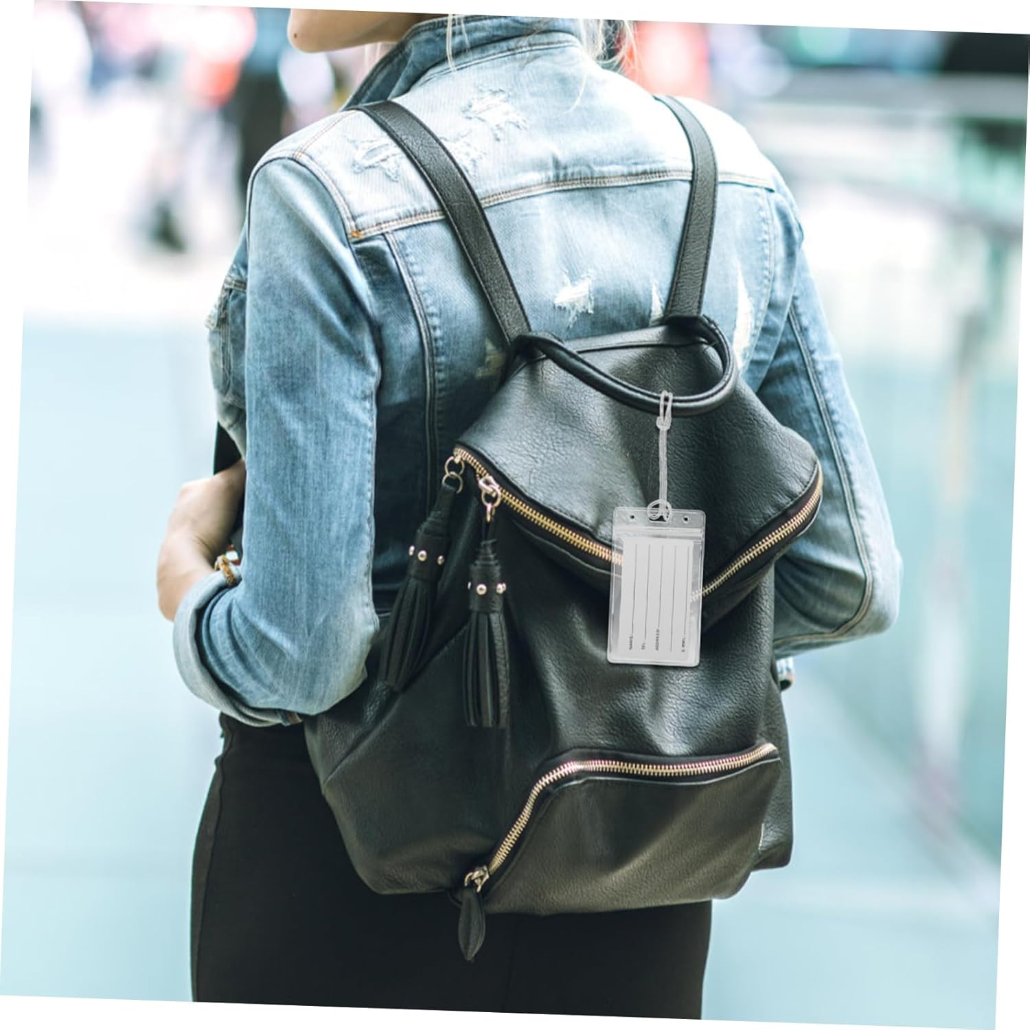 ORFOFE Clear Luggage Tags with Transparent Badge Sleeves and Sturdy Loops Travel Suitcase Label Holders for Secure and Reusable Identification of Bags Backpacks and Suitcases image number 2