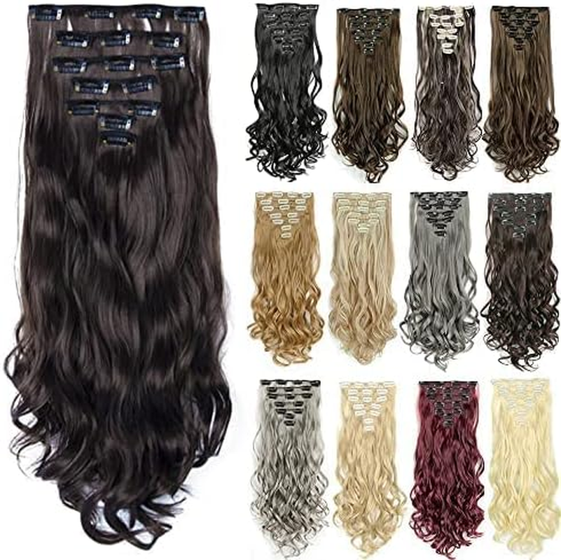 IMISSU 22 Inch 7PCS Set Long Curly Clip in Hair Extensions Natural 16 Clips Full Head Hair Extension Hairpiece for Girl (Copper)