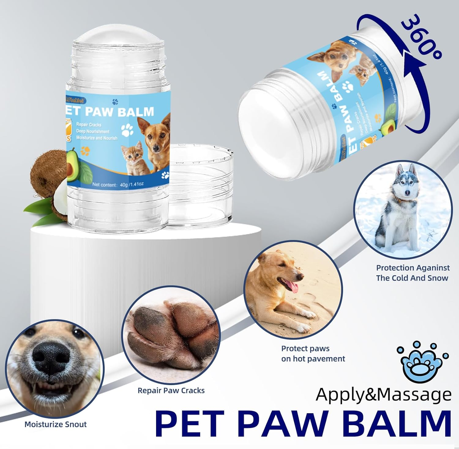 Dog Paw Care Kit,No-Rinse Paw Cleaner for Dogs & Cats,Dog Paw Balm for Heals -Repairs Dry Cracked Paws & Nose with 1 Pet Cleaning Towels,Natural Dog Paw Protector for Pet Foot Washer Care (200 Ml) image number 2
