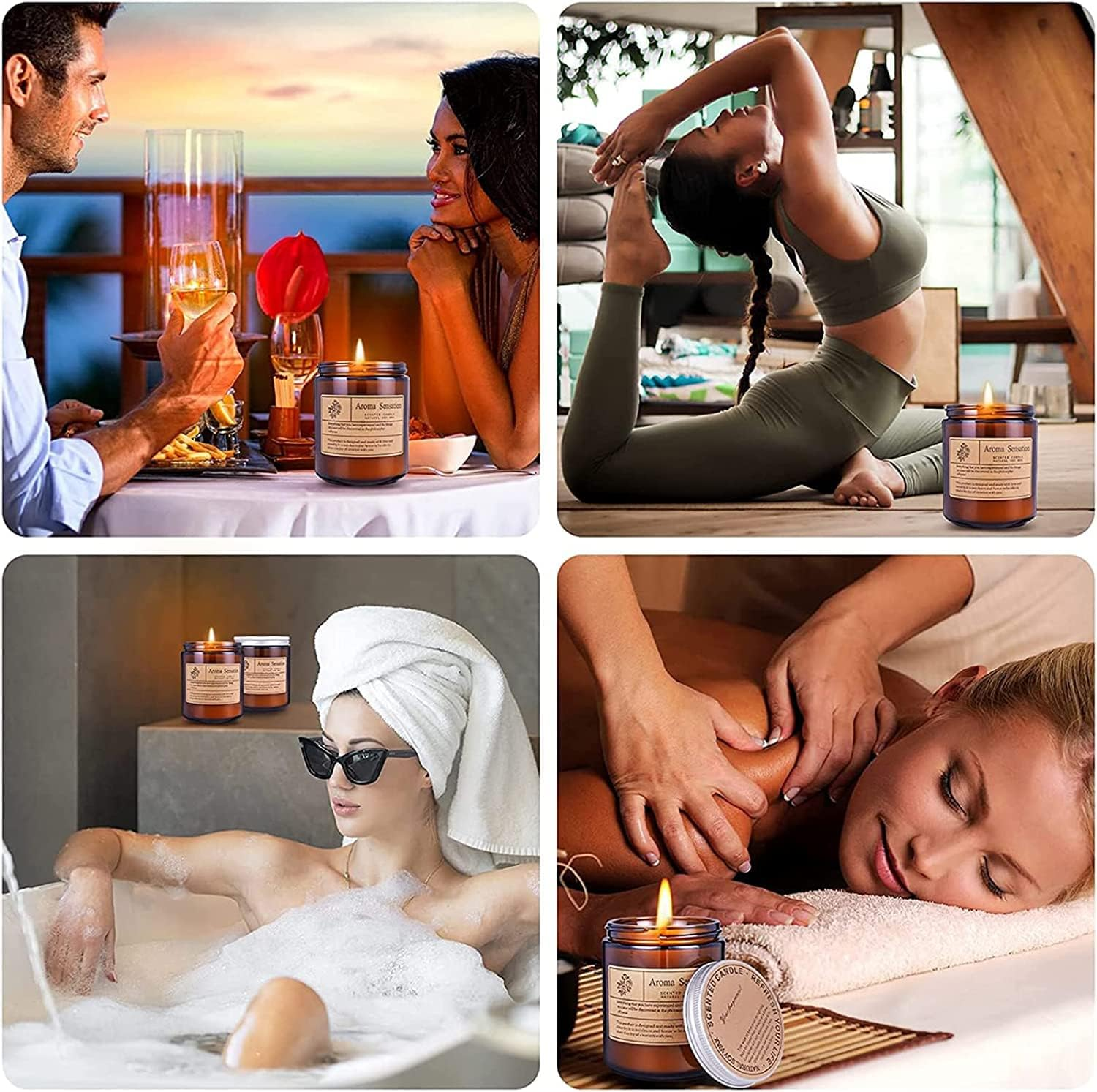 KAPASKI Scented Candles, Highly Scented, Natural Wax, 40 Hours Long Burning, Aromatherapy Candles, 200G/7 Oz with Aesthetic Amber Glass, Clean Delicate Fruity Scent for Calming & Stress Relief(Misty Forest)