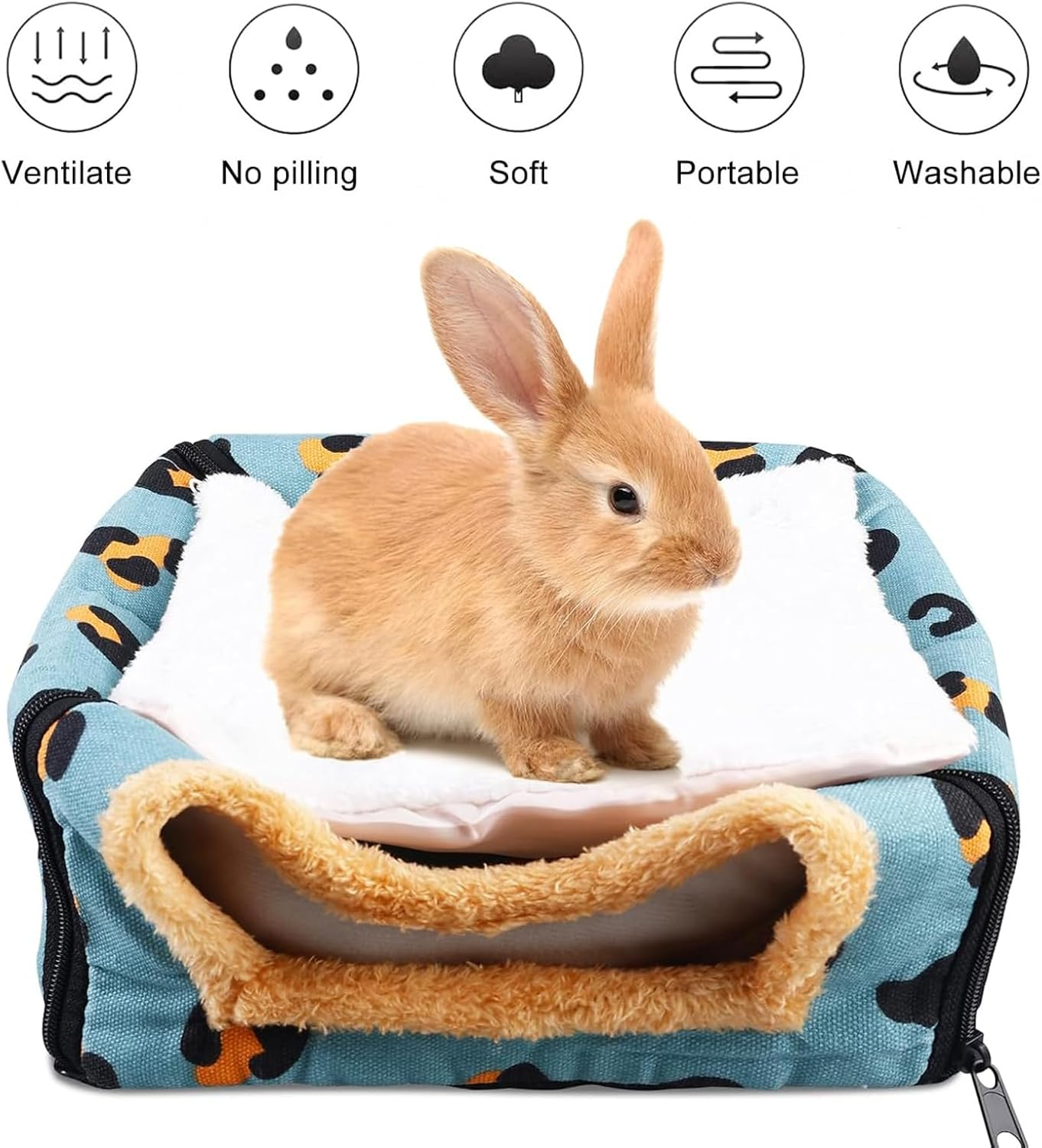Guinea Pig Bed Cuddly Cave, Cuddly Bag, Guinea Pig Cave, Washable Rabbit Cuddly Cave, Cuddly Winter Cosy Small Animal Beds for Dwarf Rabbits, Chinchillas, Bearded Dragons, Blue image number 6