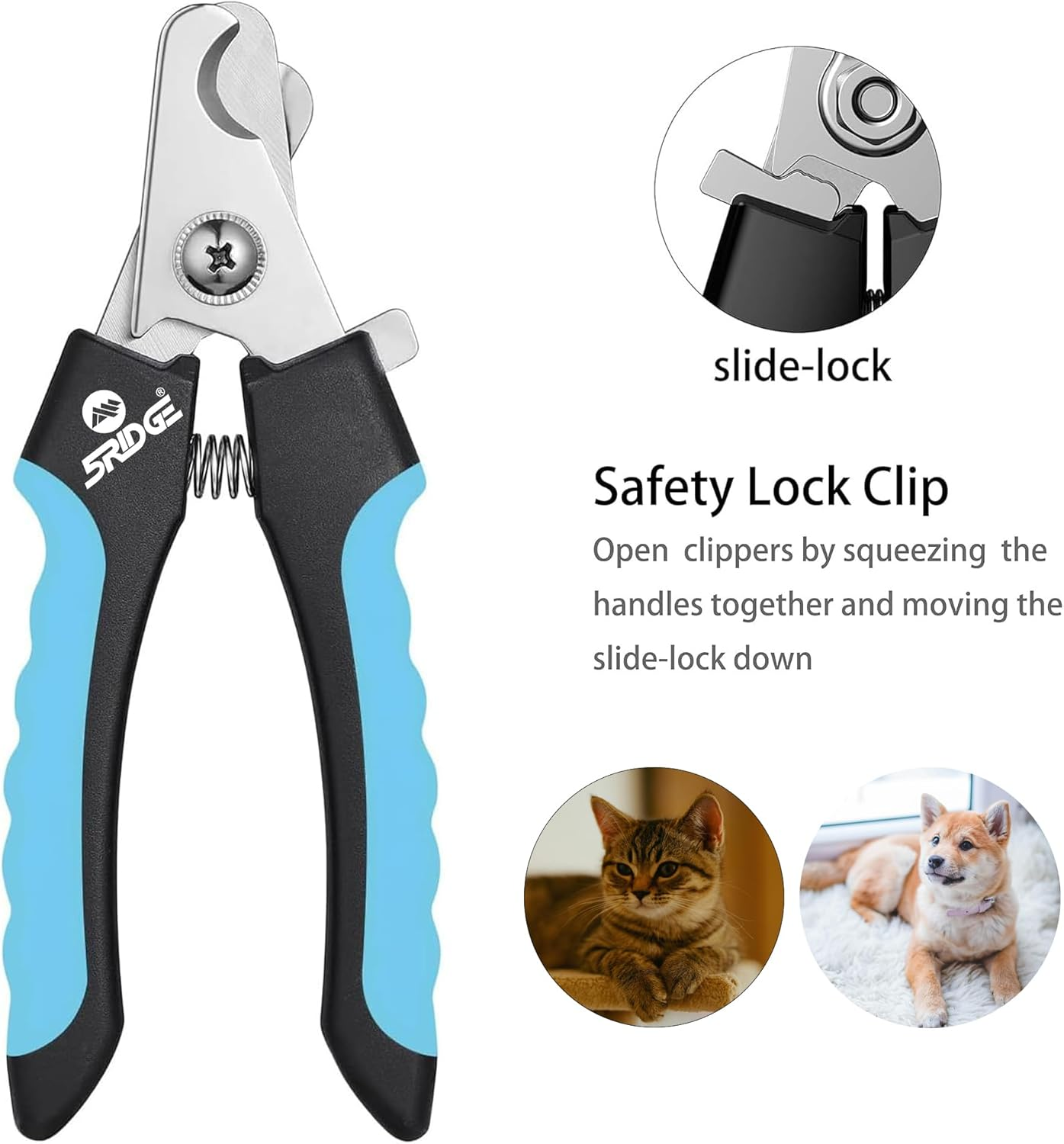 5RIDGE Professional Dog Nail Clippers with Safety Guard, Stainless Steel Pet Nail Trimmer for Large Dogs and Cats image number 1