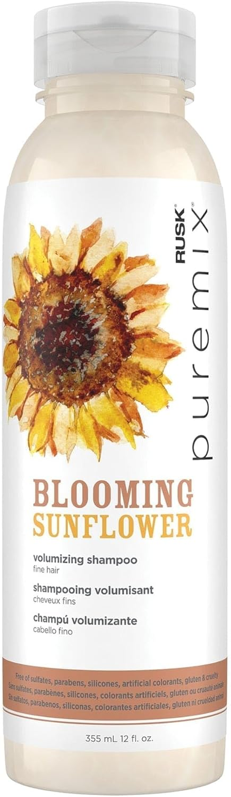 Rusk Puremix Blooming Sunflower Volumizing Shampoo - Fine Hair for Unisex 12 Oz Shampoo image number 2