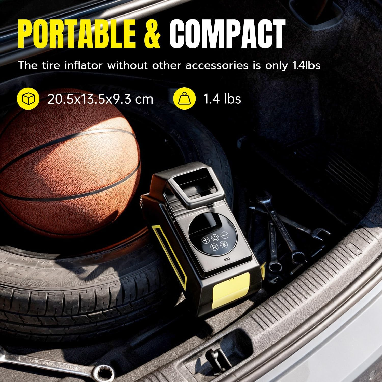 Mcbazel Portable Car Tire Inflator Air Compressor, 150PSI Cordless with Digital Gauge & Emergency LED Light, Auto Stop, 6000Mah Battery, Digital Pump for Car Bike Motorcycle Ball image number 2