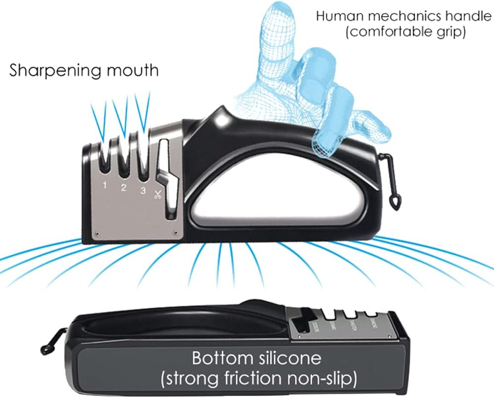4-In-1 Kitchen Knife Sharpener,Stable Non-Slip Base,Really Works for Ceramic and Steel Knives, Scissors.It Can Play a Great Role in the Tool Room or Kitchen image number 4