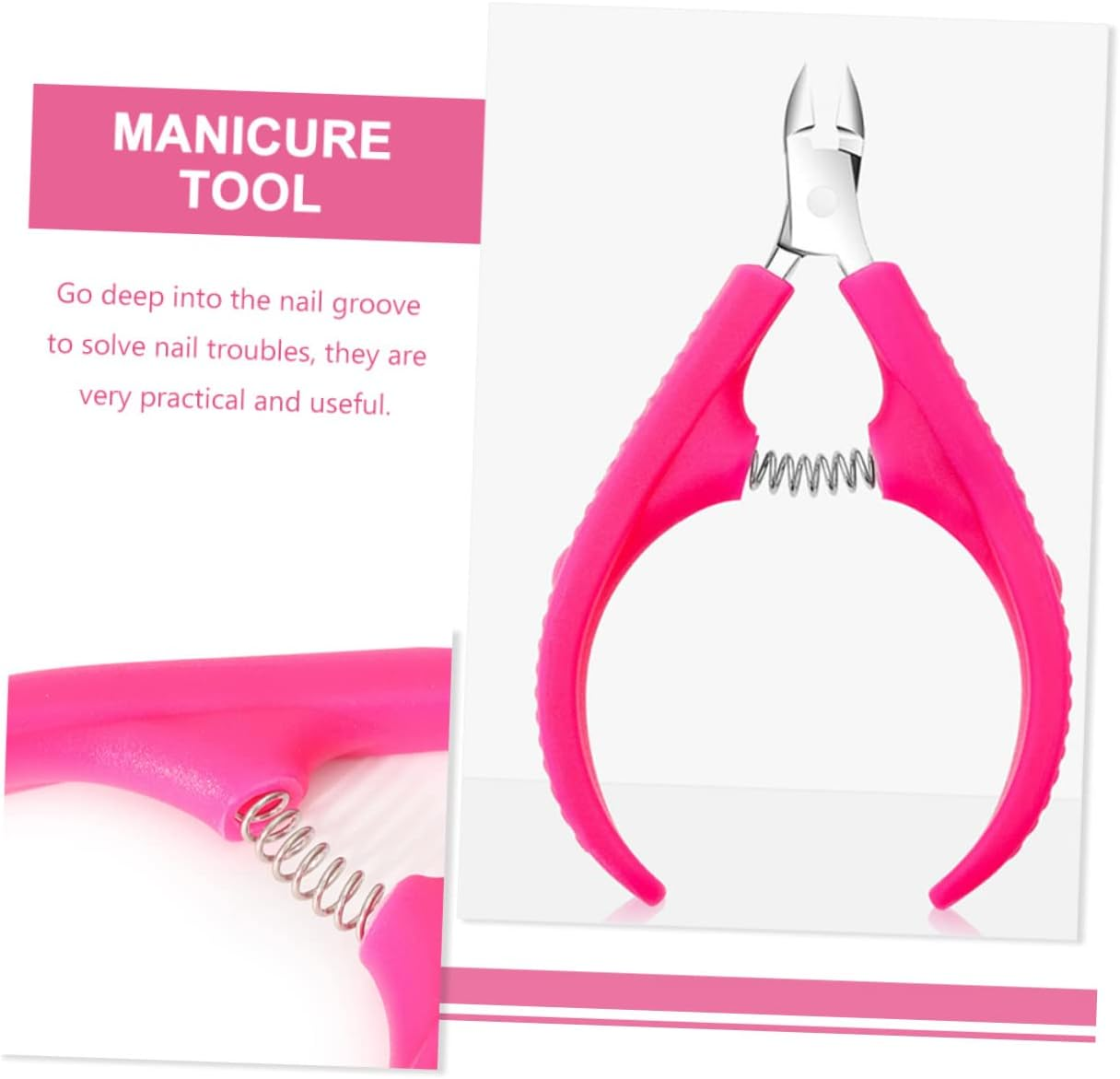 2Pcs Nail Cuticle Clippers Stainless Steel Non-Slip Portable Cuticle Trimmer Dead Skin Remover for Manicure Household Use image number 3