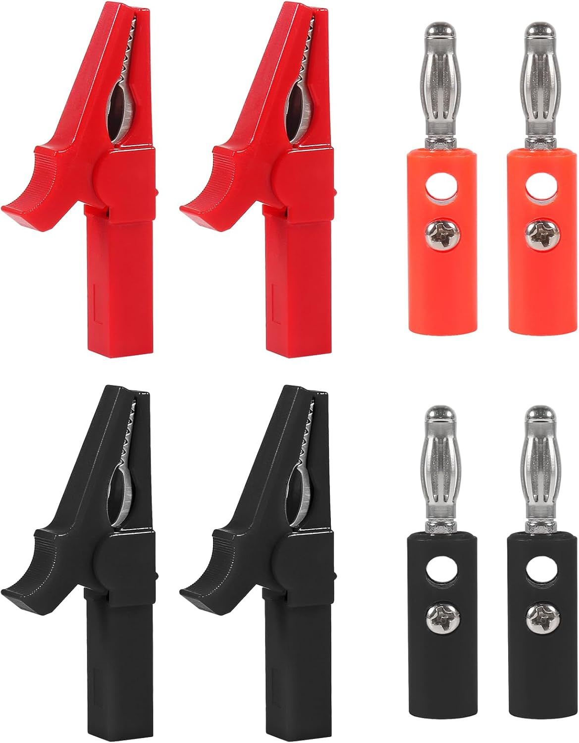 2 Pairs Full Insulated Crocodile Clips with 4Mm Socket Banana Jack Copper Test Clamp Wire Clip Alligator Clips 30A with 4Mm Banana Plugs for Car,Electrical Testing image number 5