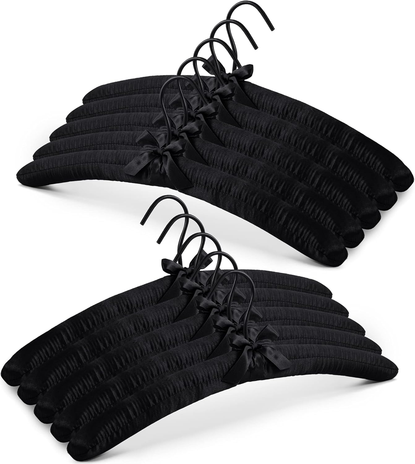 JS HANGER Padded Hanger for Sweaters - 17 Inch Extra Large Heavy Duty Satin Covered Coat Hangers No Shoulder Bump for Women Clothes, Sweaters, Dresses, Clothing, Weddings, Lingerie Pack of 10, Ivory