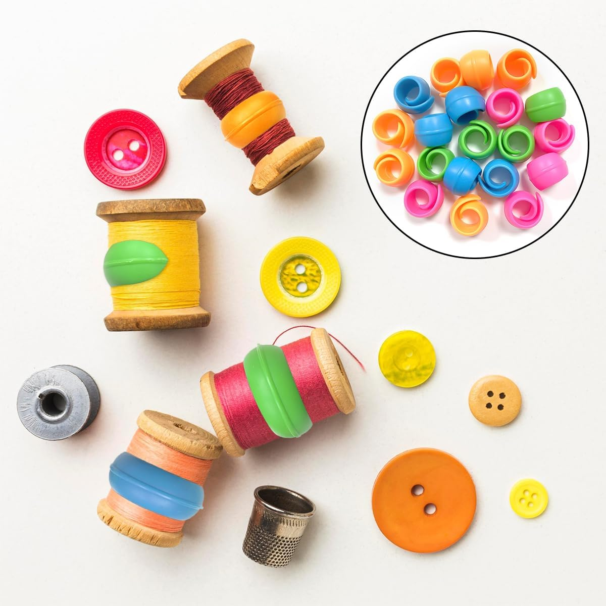 WELANE Spools Savers, 20PCS Sewing Machine Thread Spool Huggers for Prevent Thread Tails from Unwinding (4 Colors) image number 1