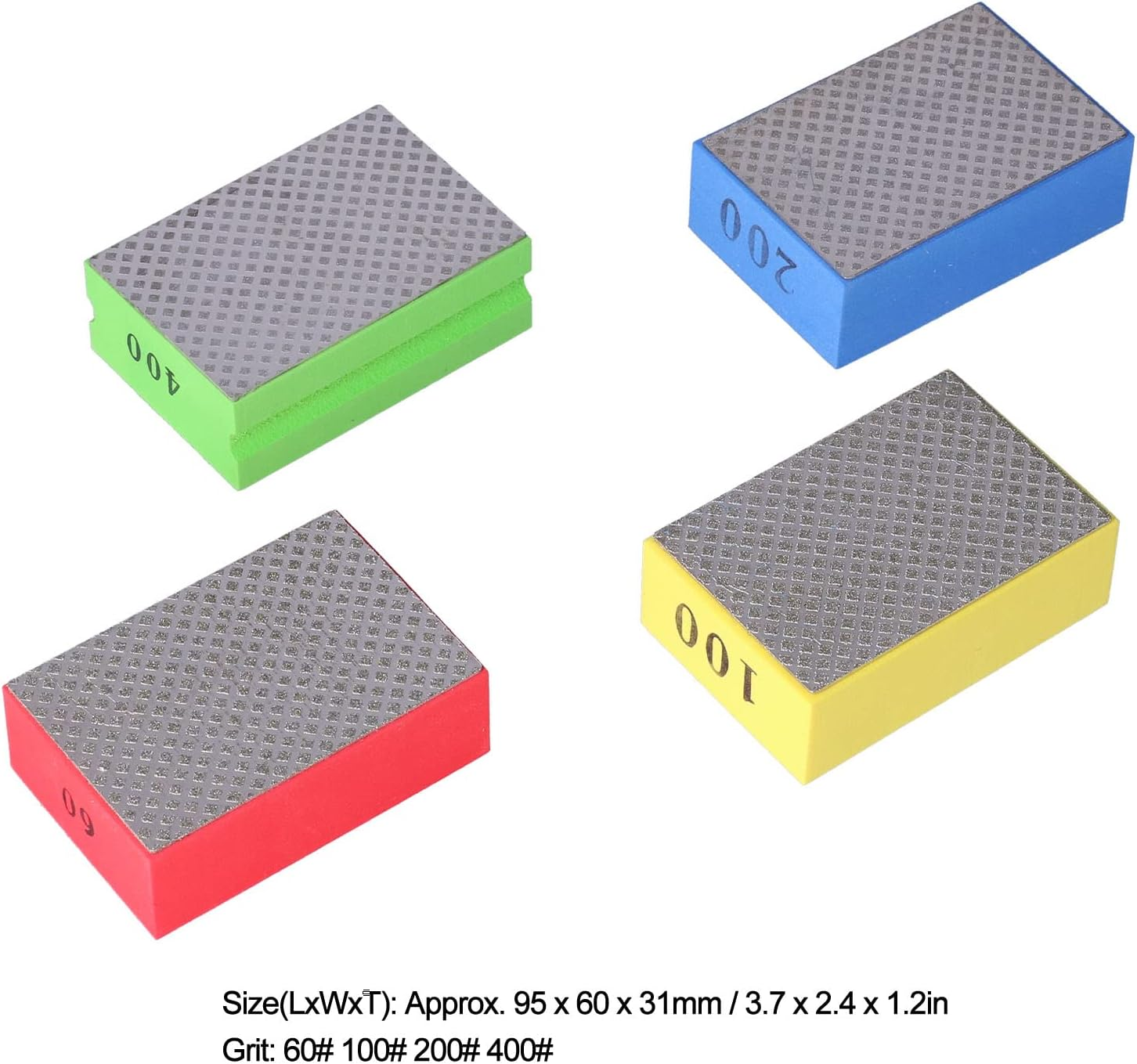 4Pcs Diamond Hand Polishing Pads for Sanding Ceramics Glass Tile Concrete Stone Marble Granite, 60# 100# 200# 400# image number 2