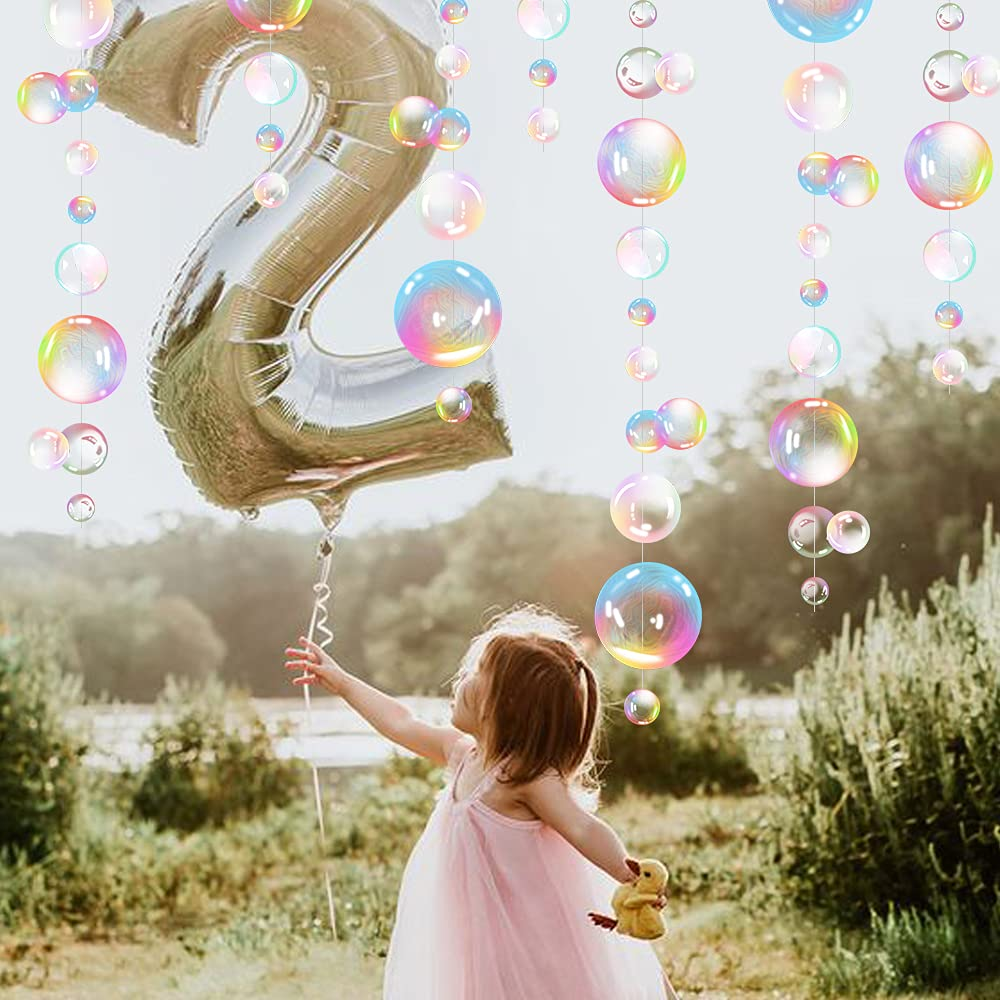 Transparent Bubble Garlands Mermaid Party Decoration Colored Blue Flat Cutouts Hanging Streamer for Birthday Baptism Wedding Ocean Wall Decal Baby Shower under Sea Festal Kid Room Photo Props (Color) image number 2
