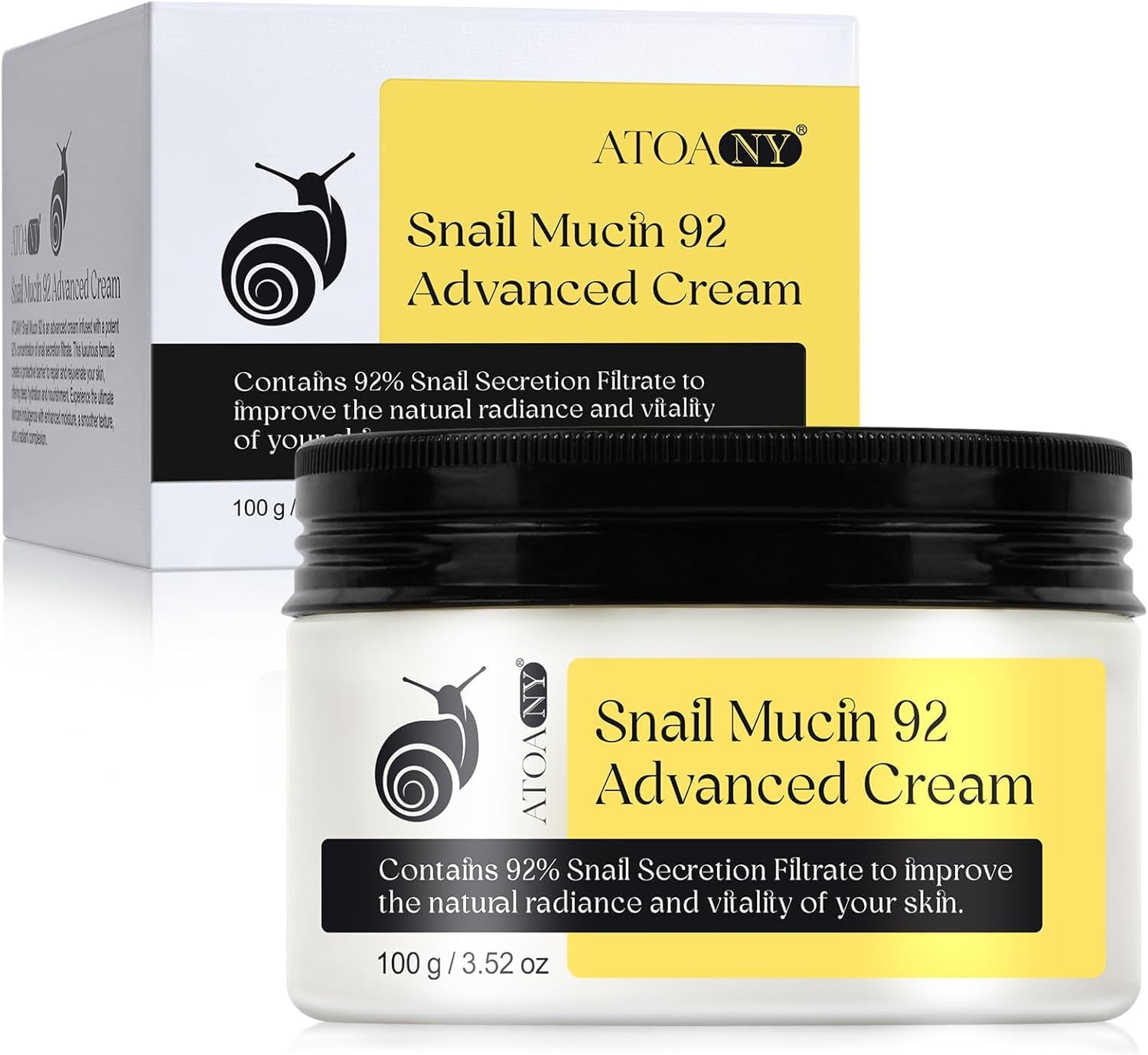 SM- Snail Mucin Face Moisturiser - Advanced Vegan Snail Cream with Barrier Repair for Sensitive Skin & Dry Skin, Lightweight Daily Facial Cream for Soft, Glowy Skin, Skin Care - 3.52 Oz -100G