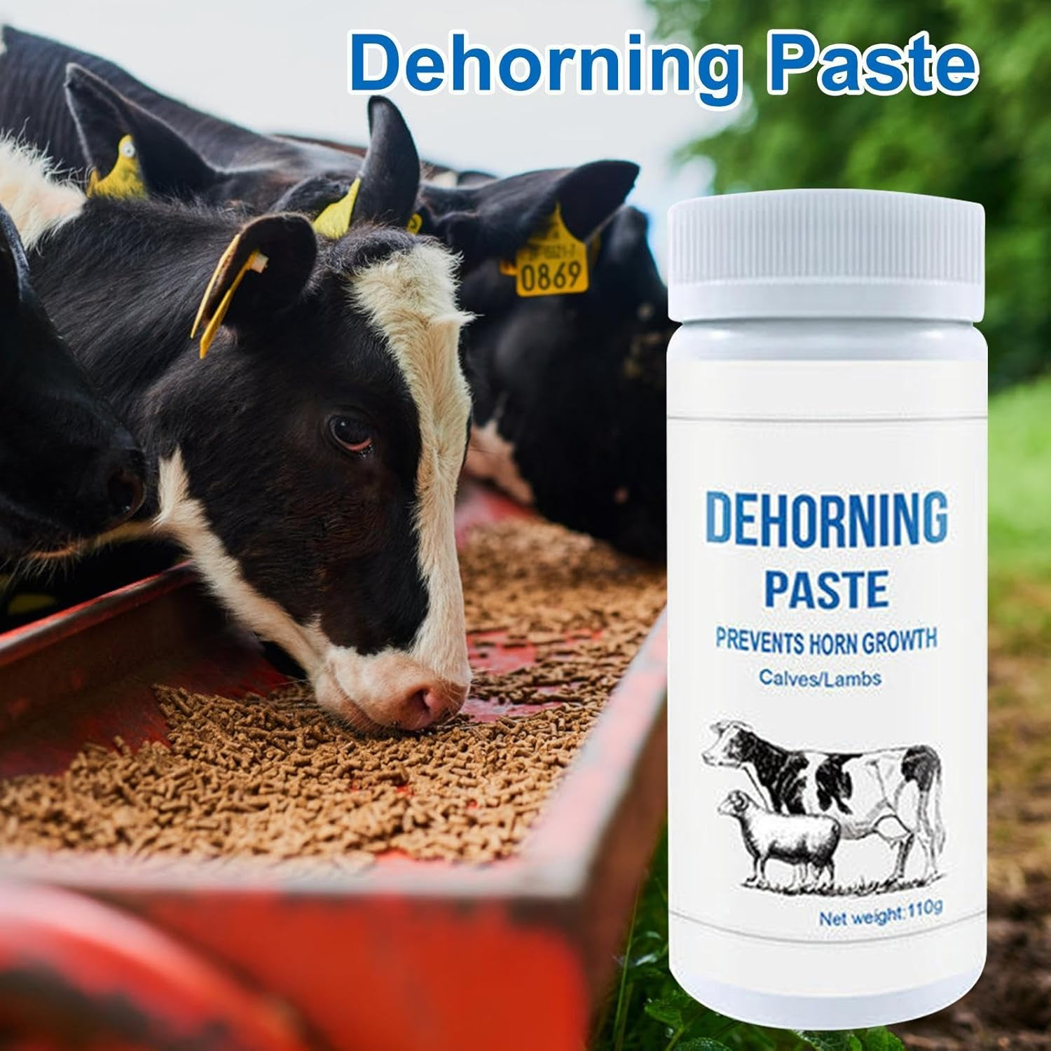 Cattle Dehorner, Cattle Dehorner Paste Dehorning Cream, Calf Cow Solution Horn Removal Paste,Supplies Dehorner Paste for Cows, Natural Quick Dehorning Supplies for Goats Cattle Sheep and Other Animals