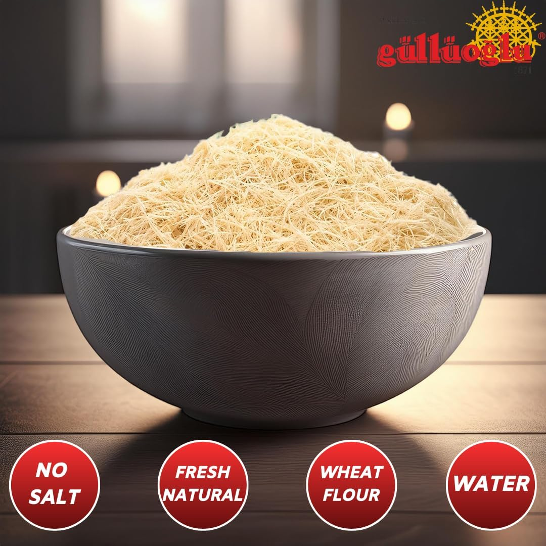 Gulluoglu Dried & Shredded Kataifi - 150G - 0.33Lb Kadayif Chopped Fillo Dough, Shredded Phyllo, Kadayif Pastry Dough, Knafeh, Kunafa, Katifi, Kadayif Ingredient for Dubai Chocolate Bar image number 4