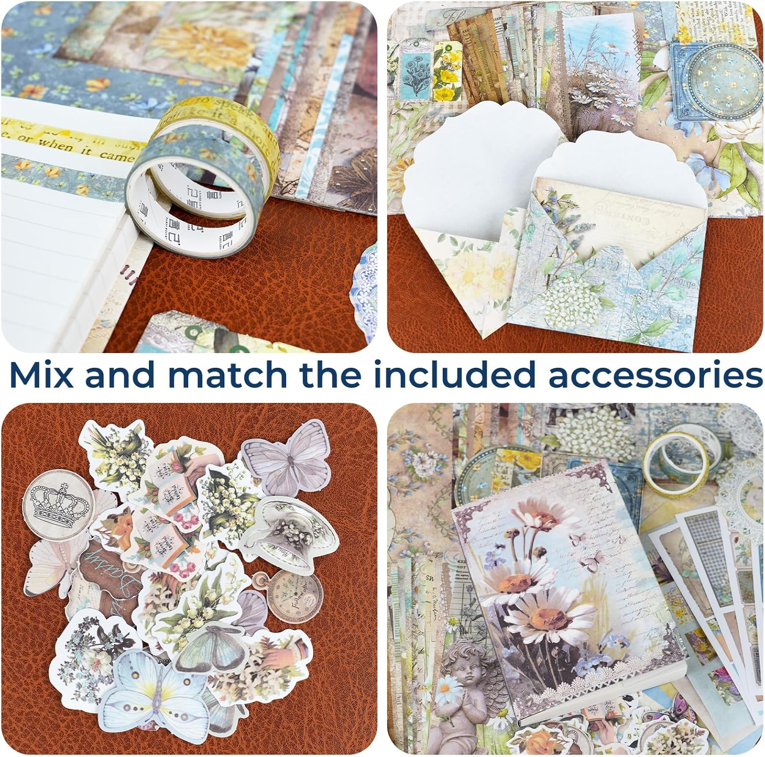 Funto Scrapbooking Kit (202 PCS), Vintage Collection-Wonderland, Perfect for Bullet Scrapbooking Materials, Planner DIY Arts Craft Collage