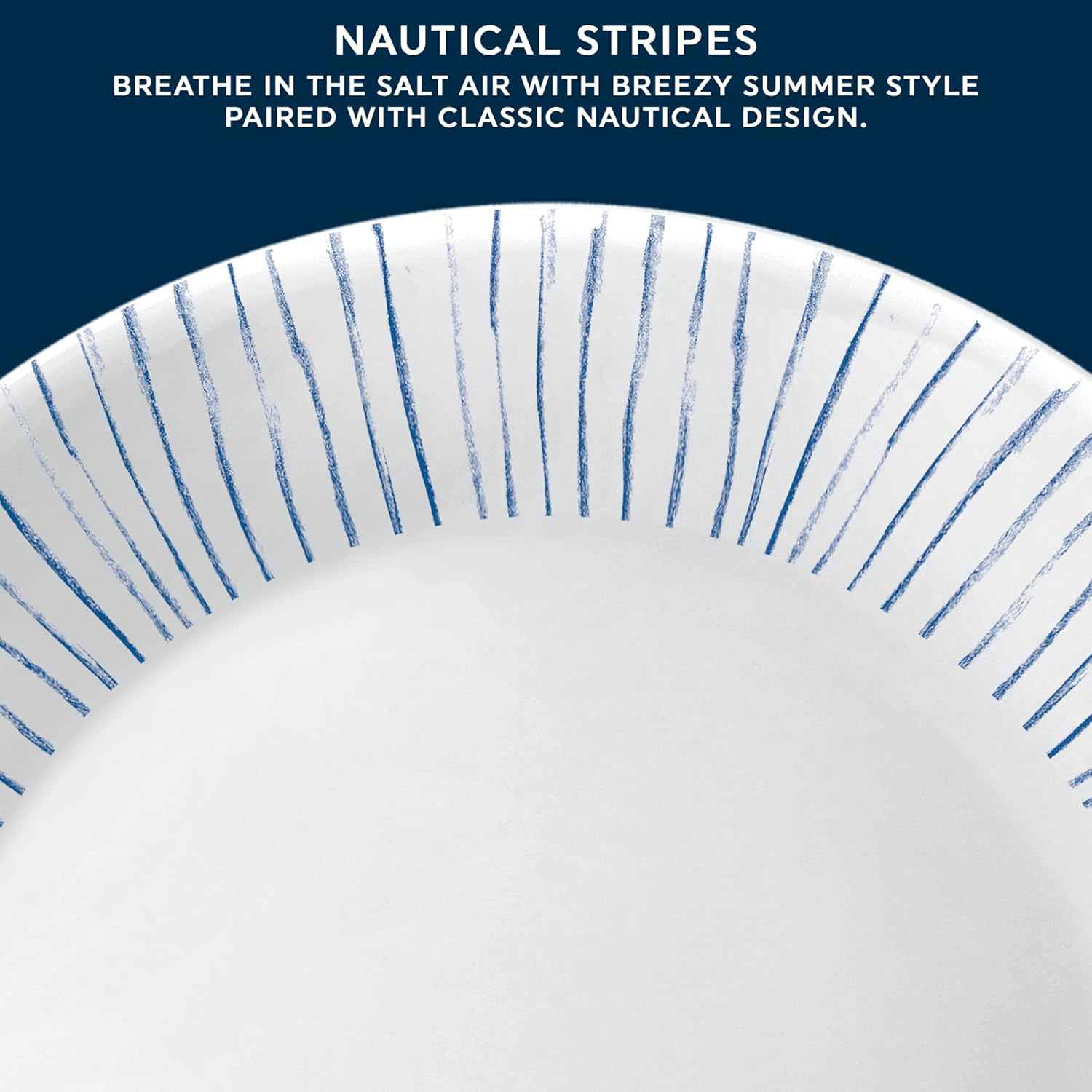 Corelle Nautical Stripes Dinnerware 18-Piece Set, White