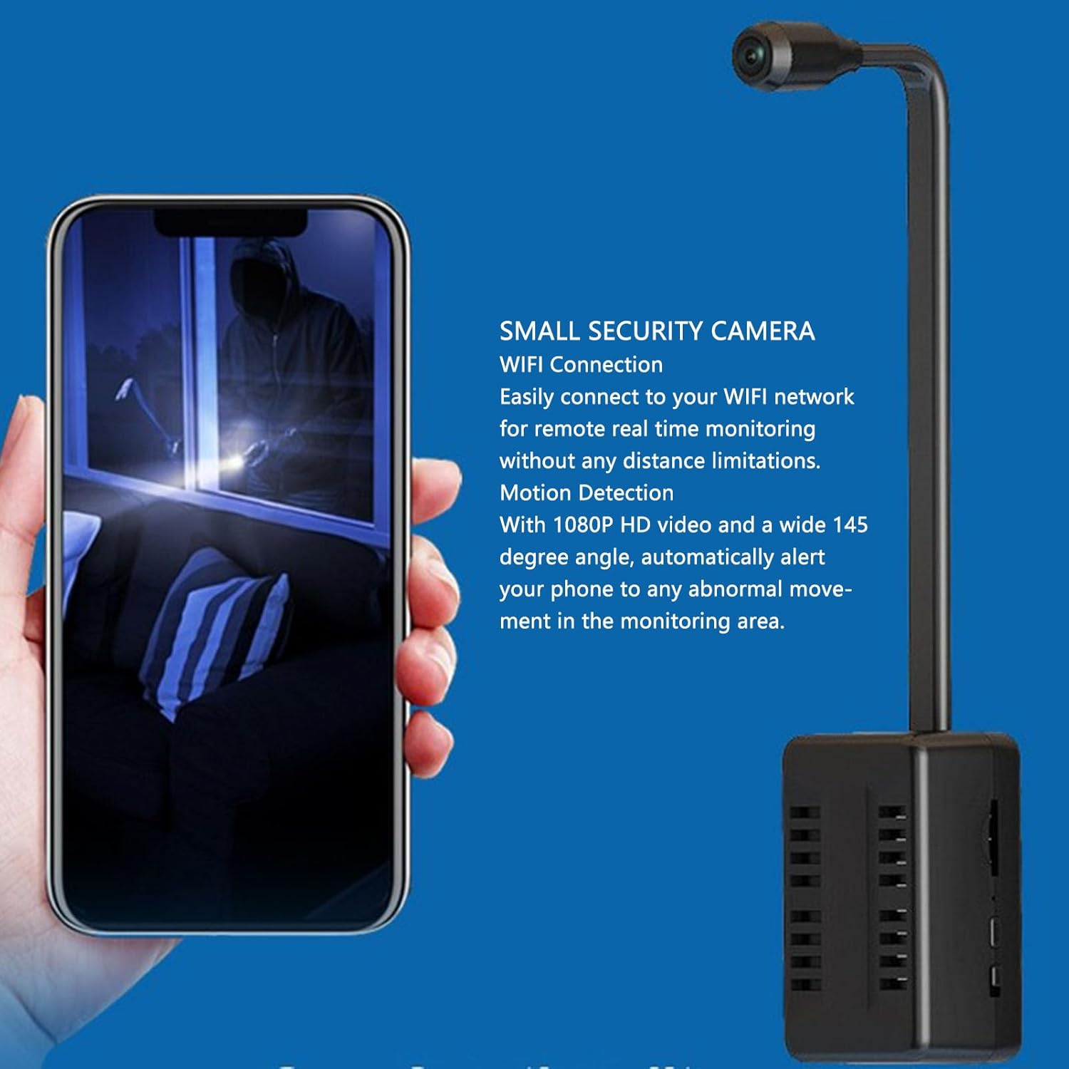 1080P Hidden Camera FHD, Small Security Camera 145&deg; Wide Angle, Wifi Indoor Outdoor Nanny Cam - Motion Detection, Loop Recording for Home Shop Balcony Office (64GB) image number 3