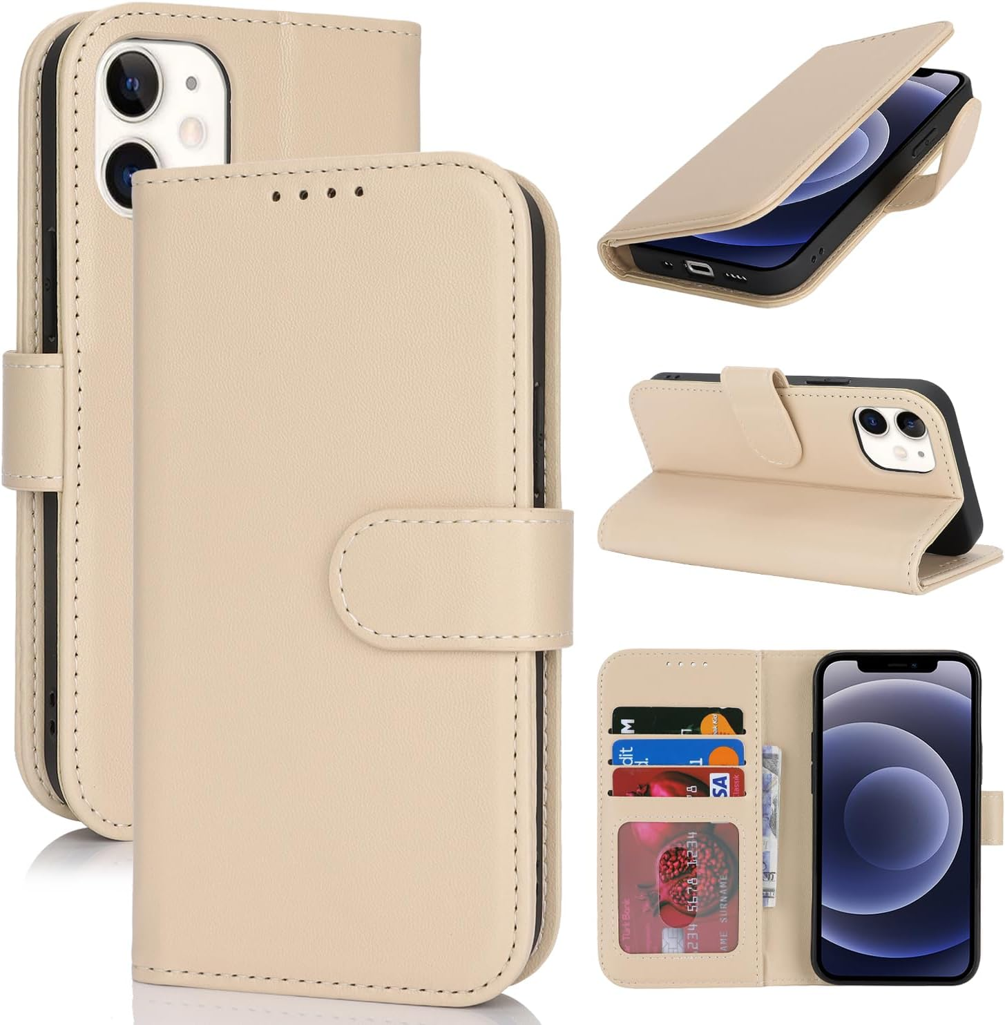 For Iphone 16 plus Case Phone Leather Wallet with Card Holders Slots Magnetic Flip Cover Purse Sunyoo Case Etui Portefeuille Pour Femmes Homme Coque Porte Feuille Carte for Iphone 16Plus Black