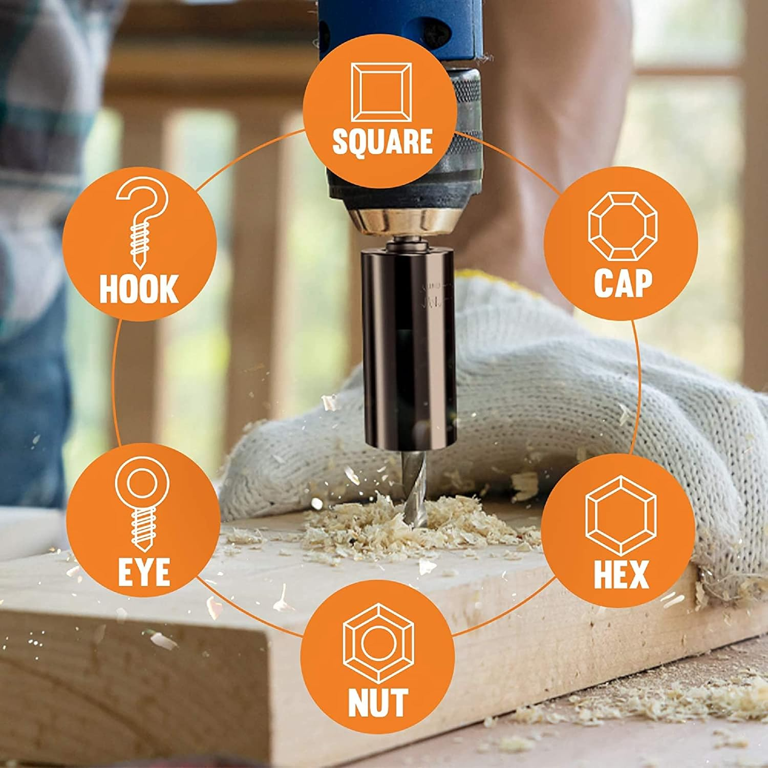 Universal Socket Wrench Set with Power Drill Adapter Fits Most Nuts & Bolts,1/4'' - 3/4'' (7-19Mm) Super Universal Socket Tool Kit Gifts for Men Husband Dad Father DIY Handyman