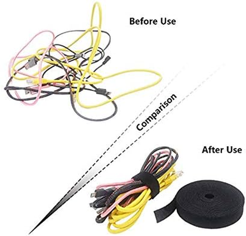 1CM X 5M Cable Ties Self Adhesive Tape Straps Strips Hook and Loop One-Wrap Cable Wraps for DIY Closing and Cable Organizer (White) image number 4