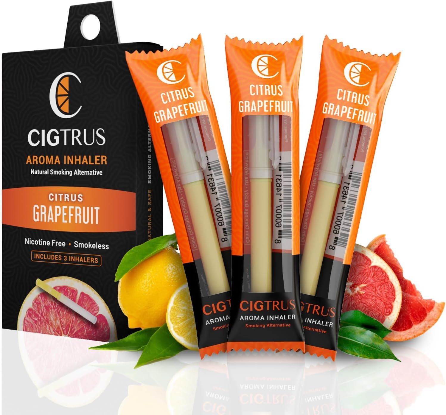Cigtrus Smokeless Flavored Oxygen Air for a Better Life | Help Replace the Habit of Holding, Feel or Puff | Natural Support Citrus Grapefruit Mint Burst 3 Pack image number 2