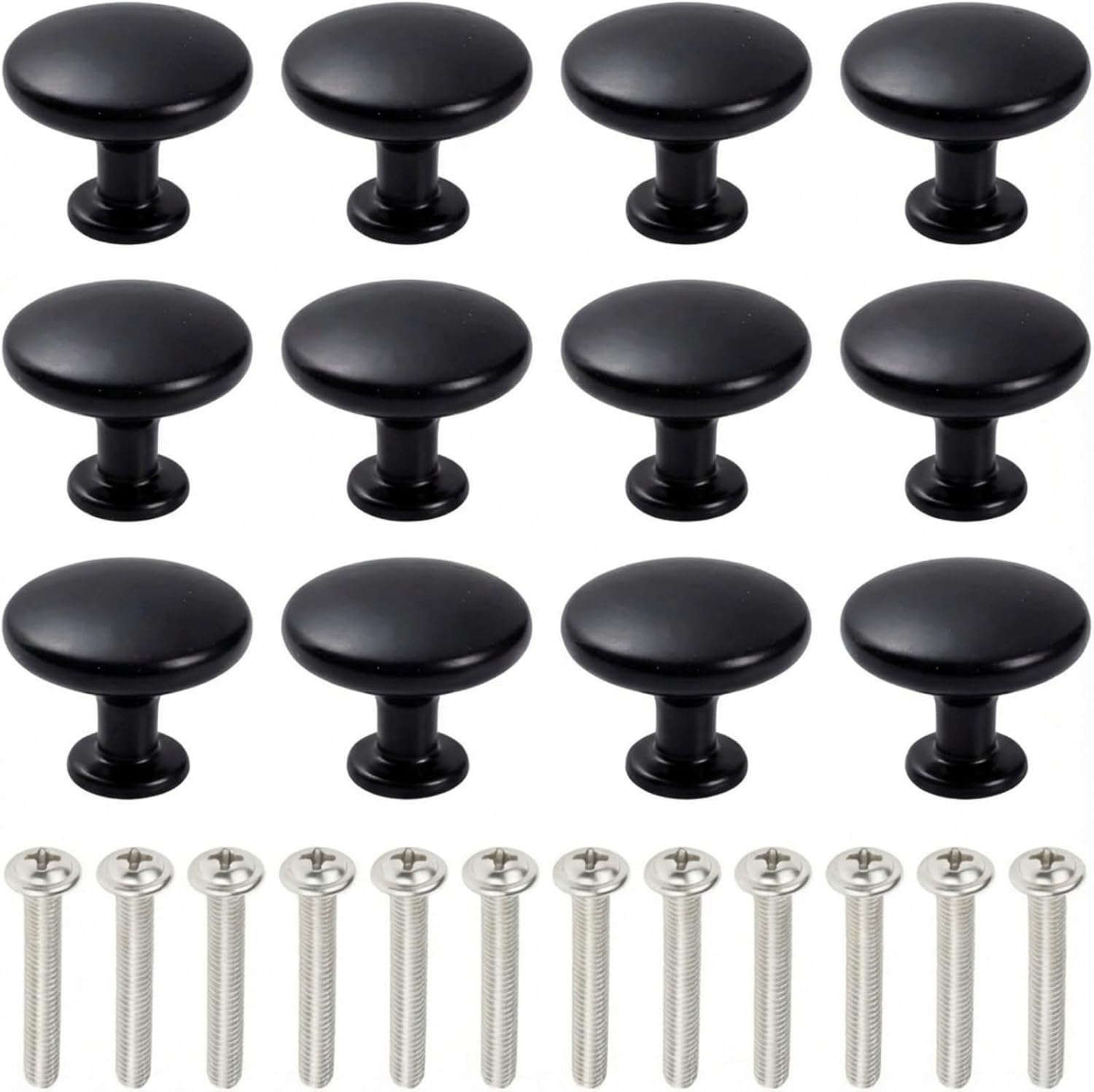 12 Pcs Vintage Brass Drawer Handles, 30Mm round Furniture Door Knobs, DIY Cabinet Knobs for Home Upgrade and Decoration Projects (Black)