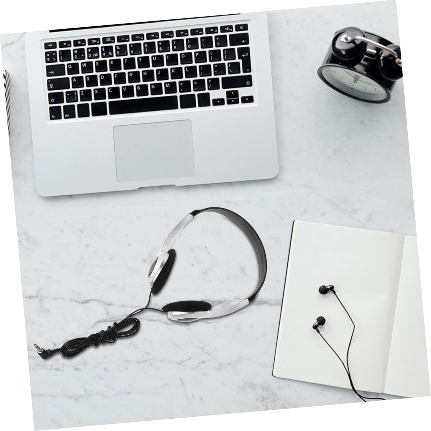 JEWEDECO Retro Ear Headphones with Silver Spray Finish for School Classrooms and Libraries Comfortable Wired Headset Compatible with Cell Phones Computers Tablets Inline Control for Easy image number 6