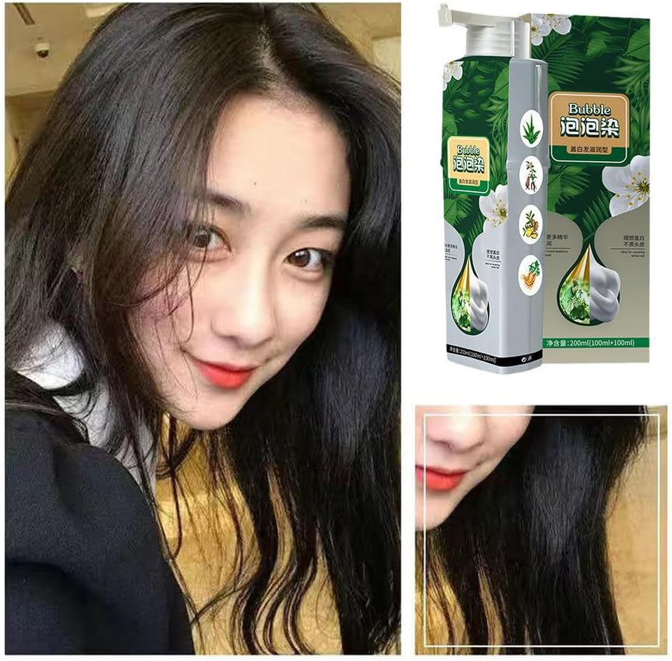Plant Bubble Hair Dye Shampoo,Lazy Bubble Hair Dye,Instant Plant Bubble Natural Hair Dye Shampoo,Pure Plant Extract for Grey Hair Color Bubble Dye image number 4
