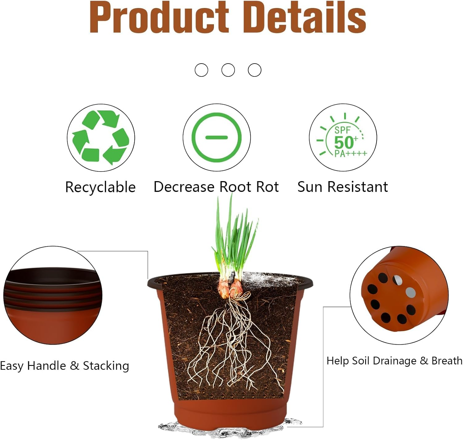 Nursery Pots with Drainage and Saucer,100Pcs Flexible Seed Starting Pots,Seed Starter Pot,Transplanting Containers,Multi-Purpose Functionality,For Succulents Plants Fruits Flowers in Garden Balcony