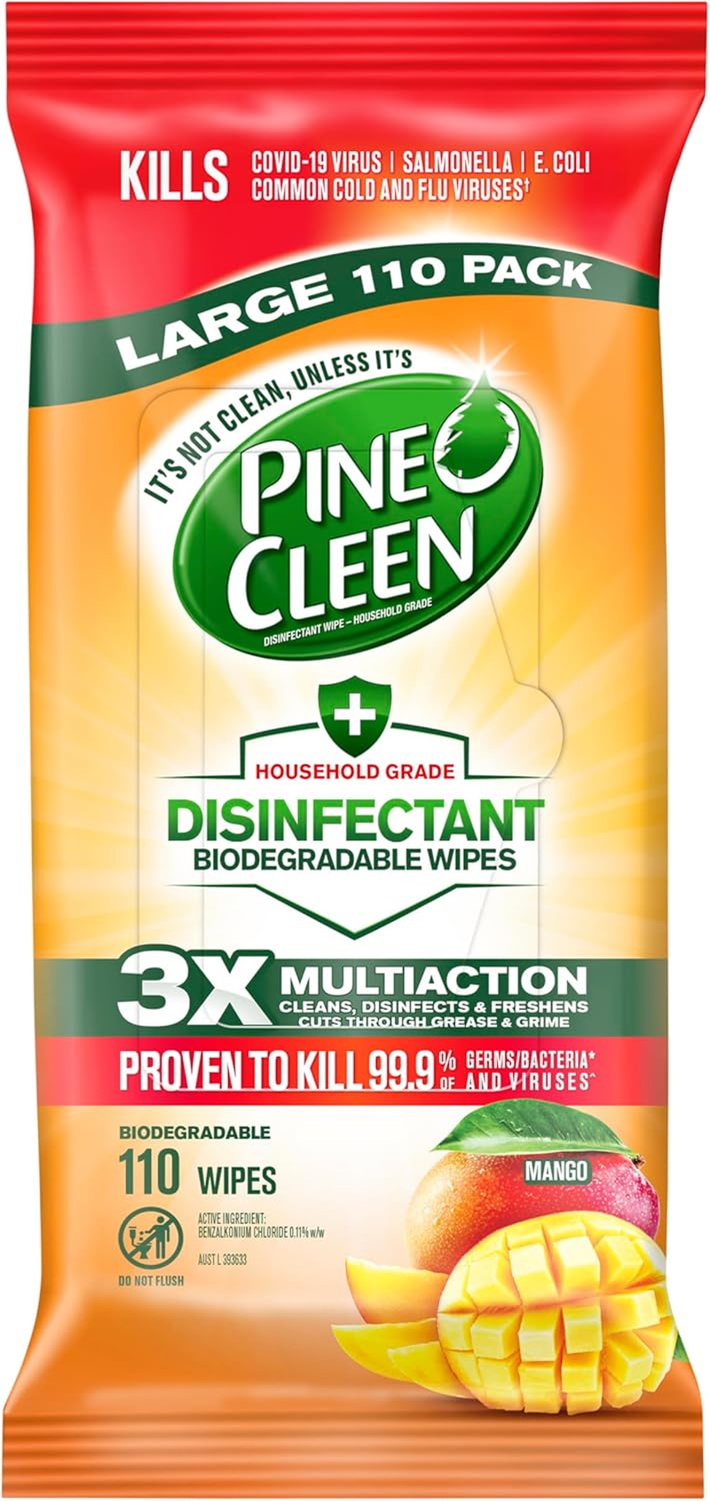 Pine O Cleen Disinfectant Wipes Mango 440 Pack (110S X 4) image number 6