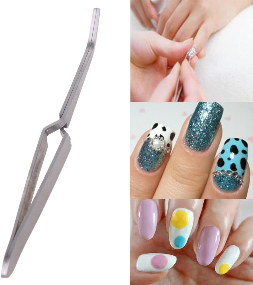 Yimart 1Pcs Nail Professional Tools Multi-Function Nail Art Rhinestones Decoration Picking Clip Nipper Stainless Steel Tweezers