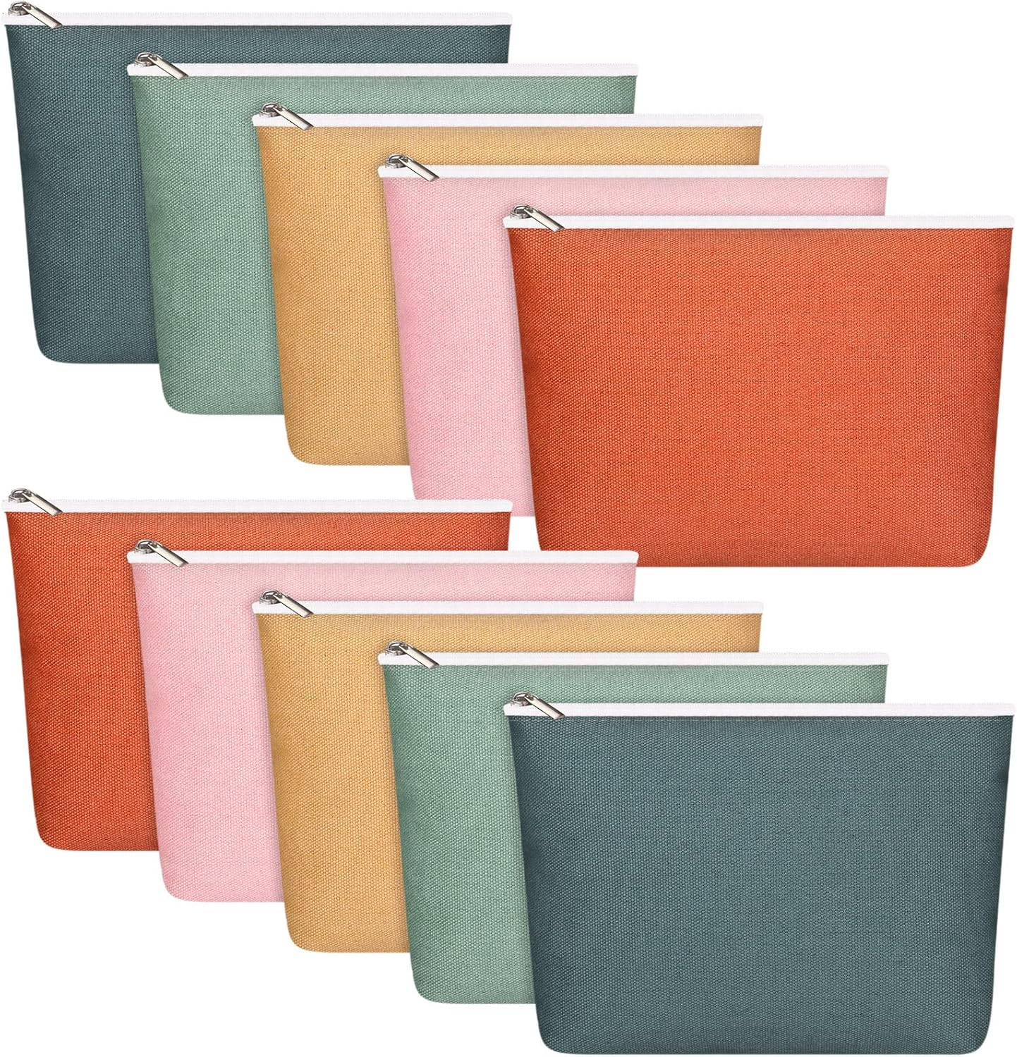 Reginary 10 Pcs Valentines Canvas Makeup Bags Bulk for Women Travel Toiletry Cosmetics Bags Blank DIY Pencil Pouch, Gift for Valentines Patrick'S Day Wedding Bridal Shower Coworker(Macaron Color)