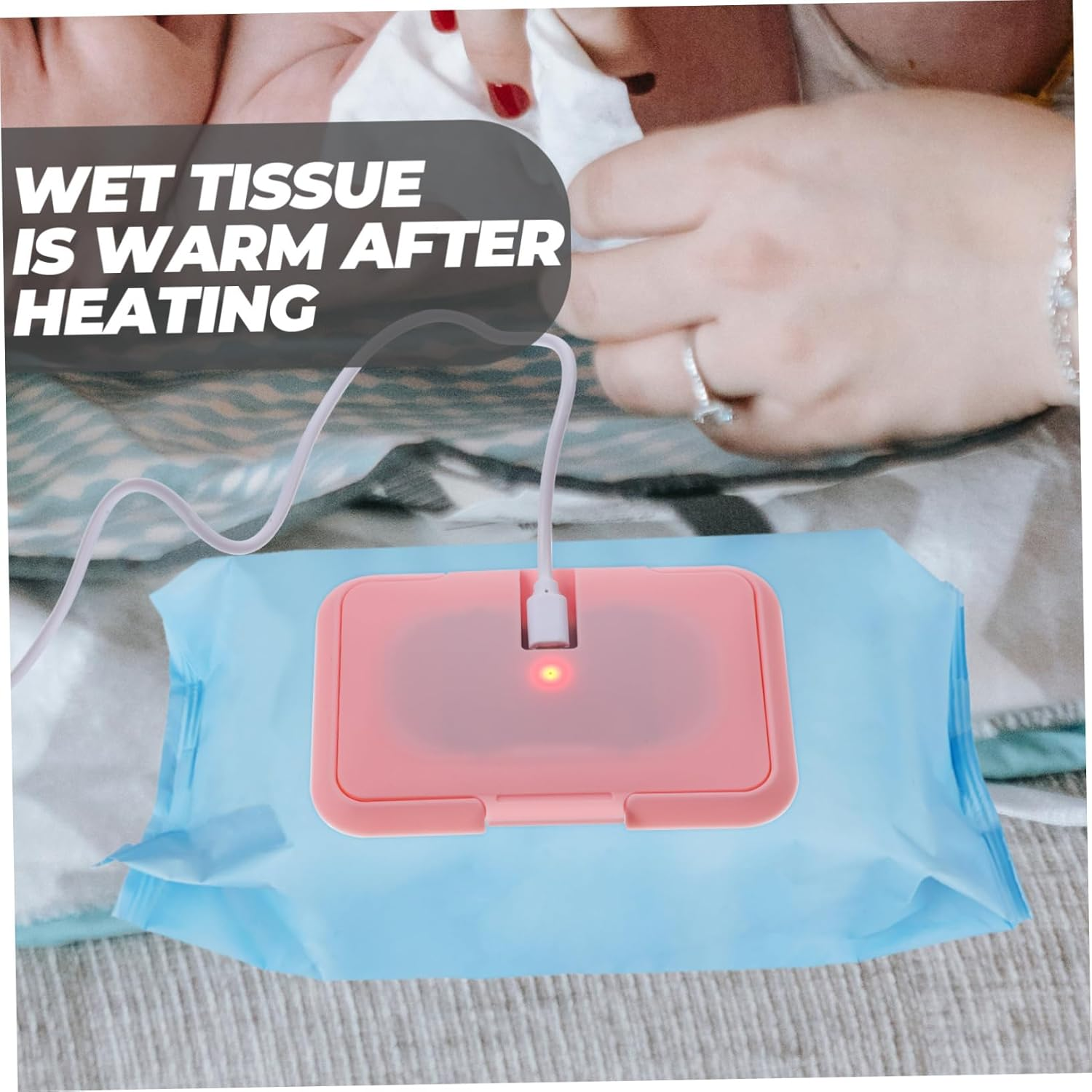 USB Wet Tissue Heater Portable Wipes Warmer Temperature Control for Baby Adults image number 4