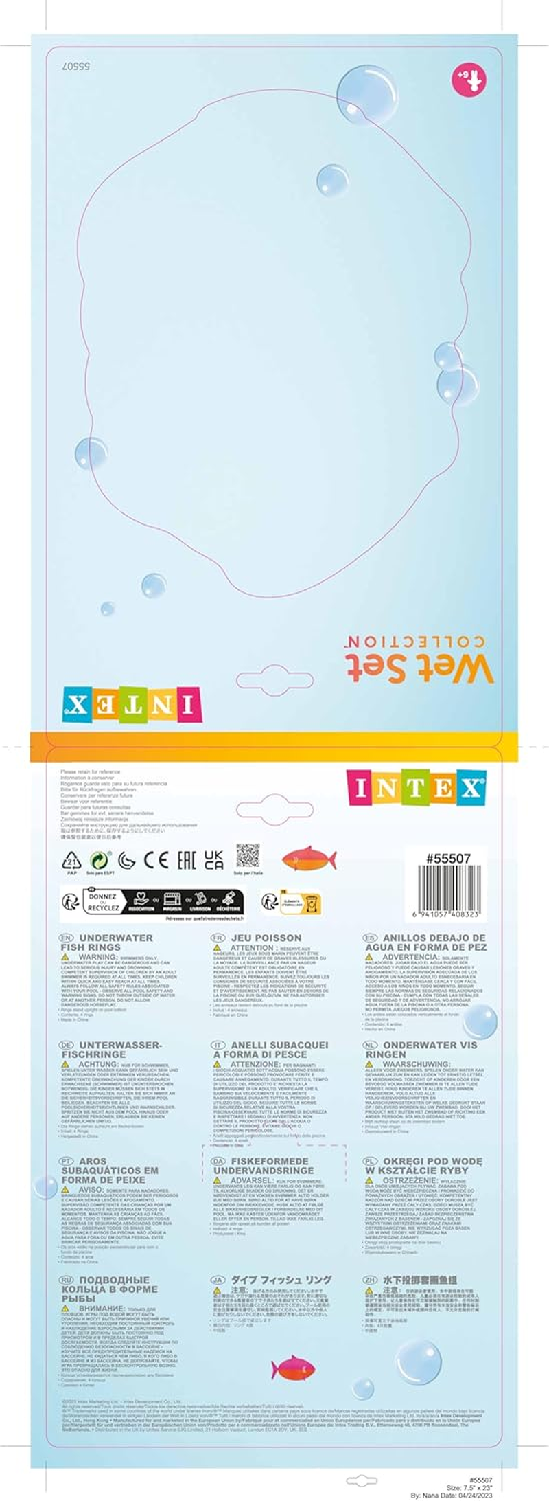 INTEX 55507 - Underwater Fish Rings, Ages 6+, 4 Colors One Set image number 1