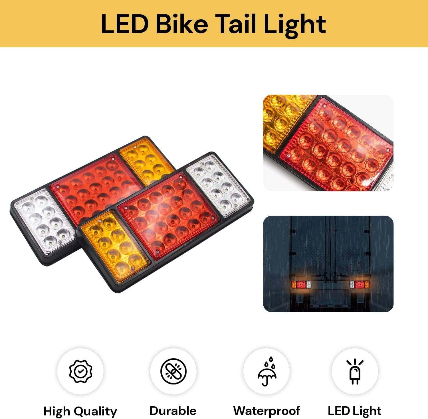 Spendeal 2 Pcs Trailer Tail Light Kit Light Bar 36 LED Running Brake Turn Signals Reverse Lights Waterproof, LED Trailer Lights IP68 for Boat Snowmobile Utility Bed Pickups RV Camper UTV UTE Vans
