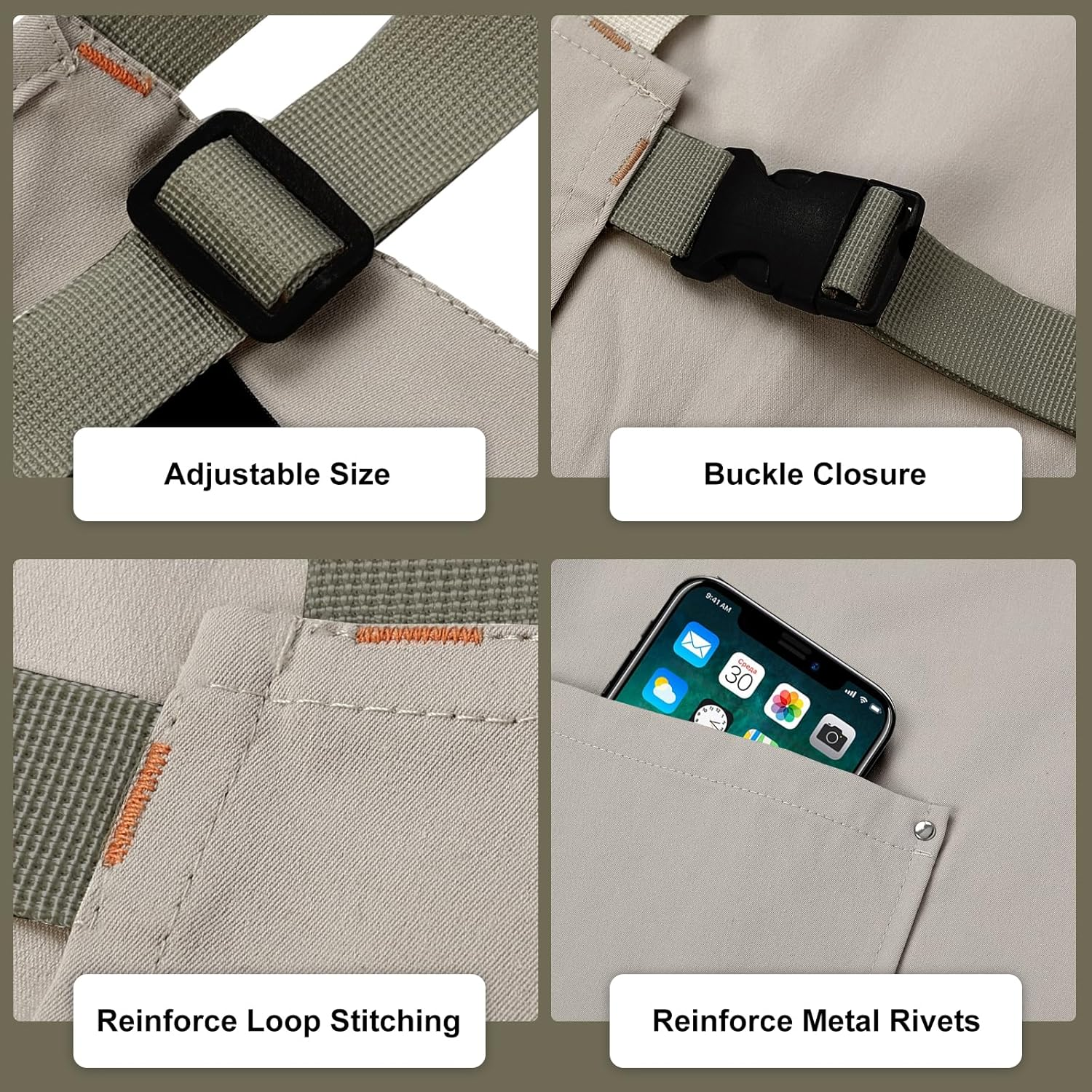 Surblue Pottery Aprons Split Leg Aprons with Pockets Adjustable Straps Waterresistant Split Apron for Women Men DIY Ceramic Pottery Art image number 6