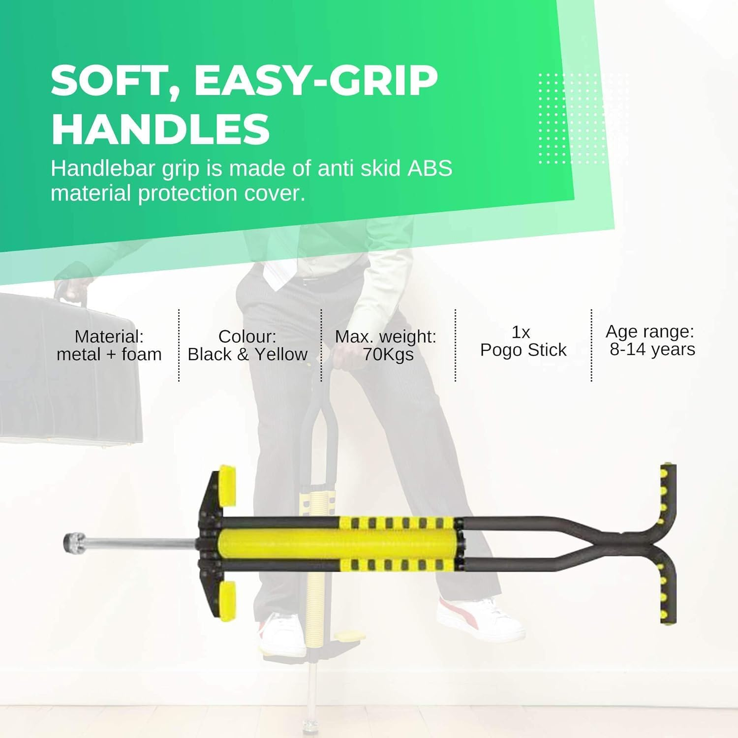 Black and Yellow Pogo Stick - Children'S Large Jumping Jackhammer Toy image number 2