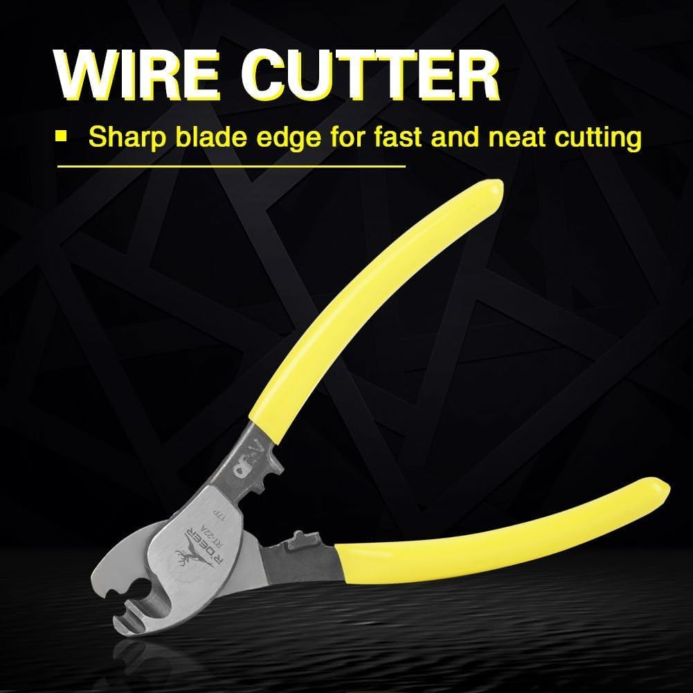 Wire Cutters Stripper, RT-22 6&rdquo; Cable Wire Stripper Chrome Vanadium Steel Electric Wire Cutting Pliers Coaxial Wire Cable Cutter image number 5